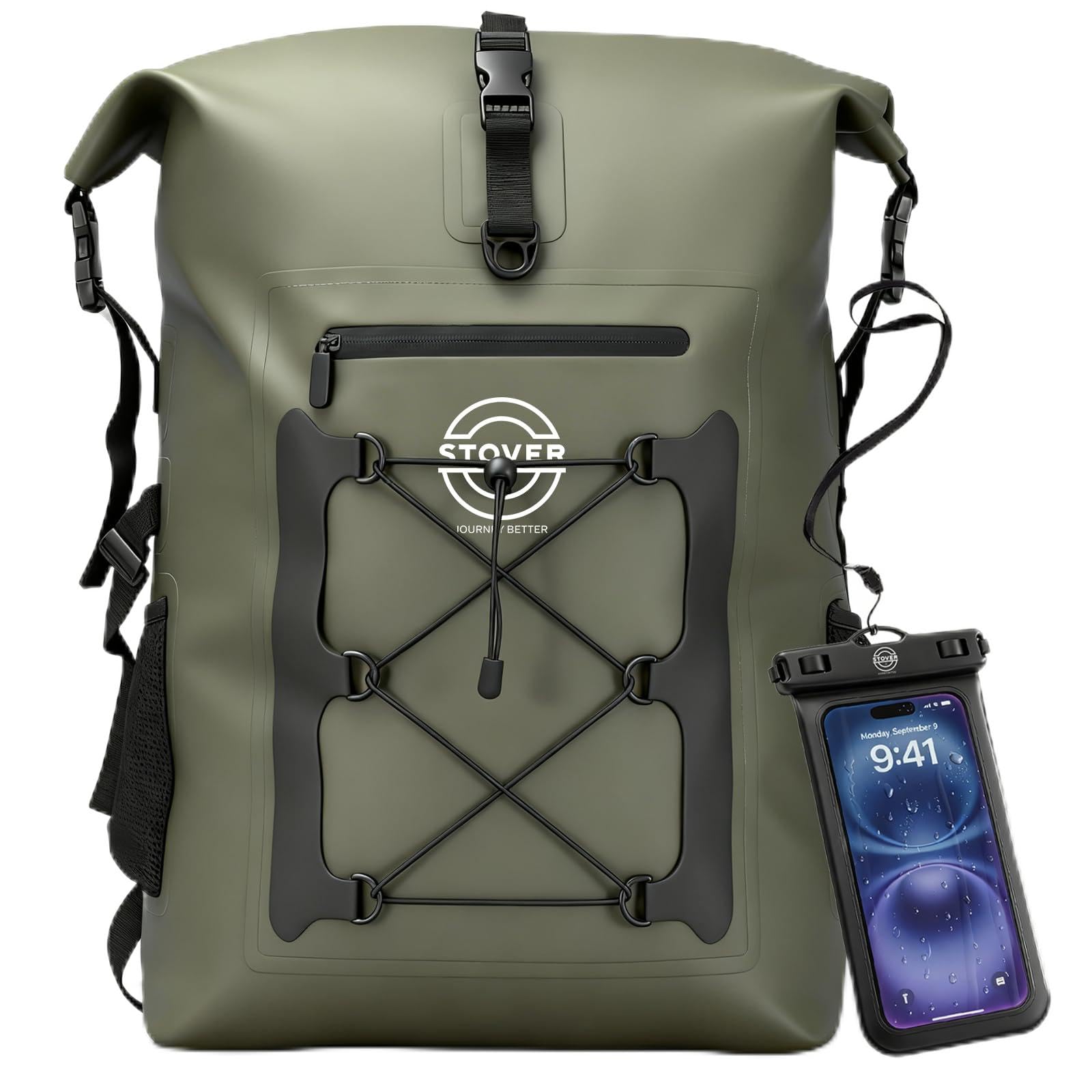 STOVER 5/10/25/30/40/55L Waterproof Dry Bag- Roll-Top Backpack w/Phone Case- Kayaking, Hiking, Camping, Boating- Men/Women