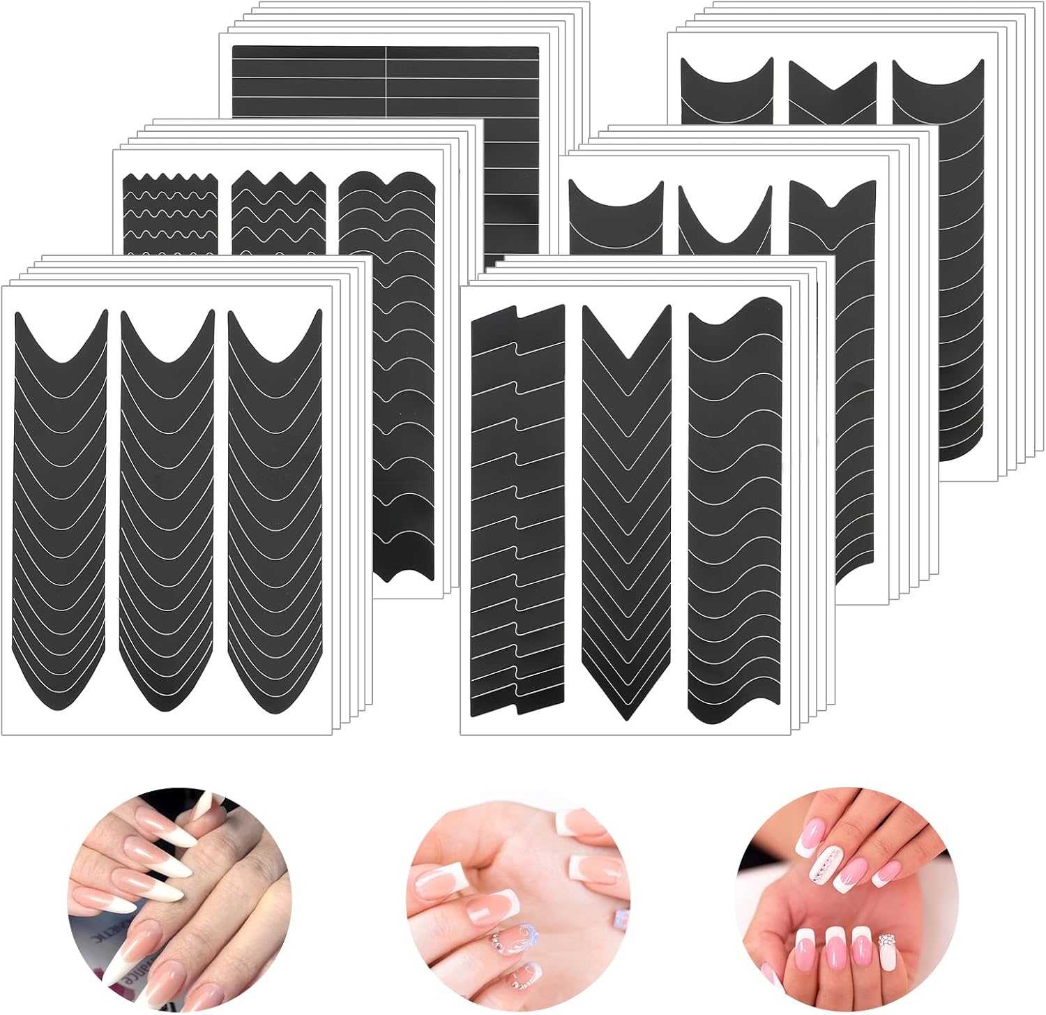 Amazon.com: 1422 Pcs French Tip Nail Guides French V-Shaped Nail ...