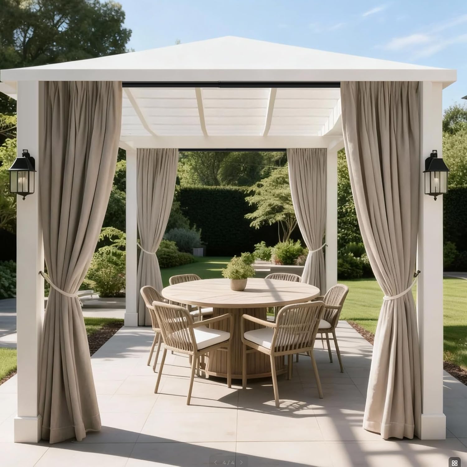 Umimile Extra Long Tension Curtain Rod 148-173 Inch, 40 LB Heavy Duty No Drill with Super Grip Caps, Adjustable Outdoor Curtain Rod for Patio, Window, Bathroom, Never Rust 1.26'' Diameter, Black