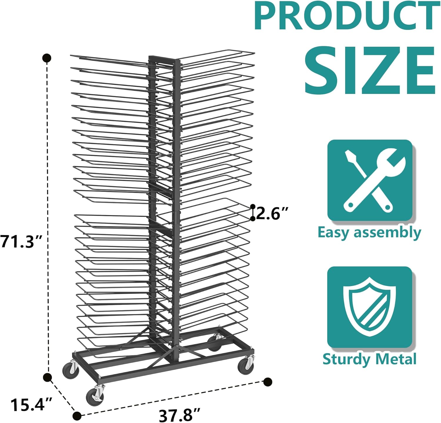 Art Drying Rack,48-Tier Cabinet Door Drying Rack,Vertical Drying Storage Tower with Locking Casters for Classroom,Studio Canvas & Panel Organization