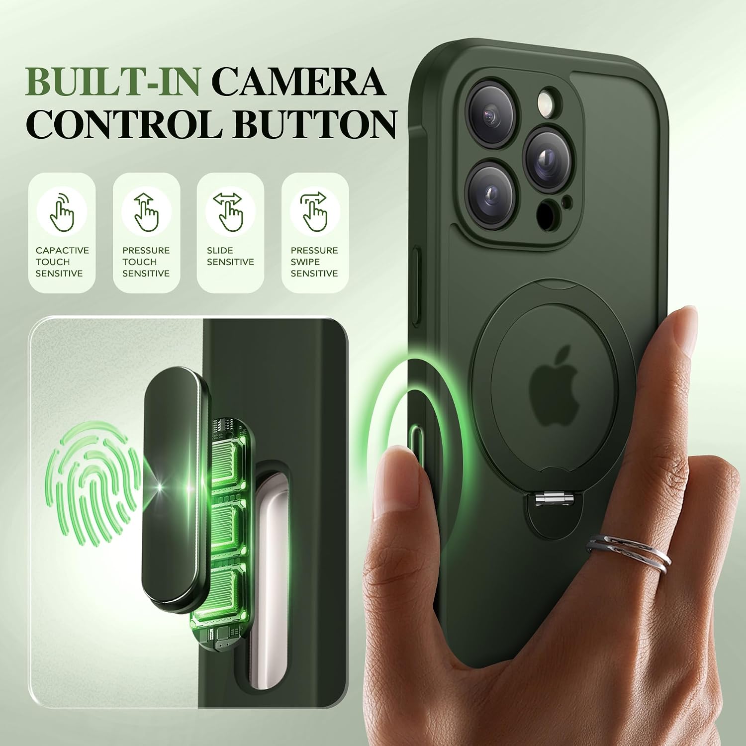  for iPhone 16 Pro Case, Compatible with Magsafe, Forest | Built in Privacy Screen Protector,Full Camera Protection,Shockproof Full Body Translucent Phone Case with Magnetic Stand 6.3" thumbnail