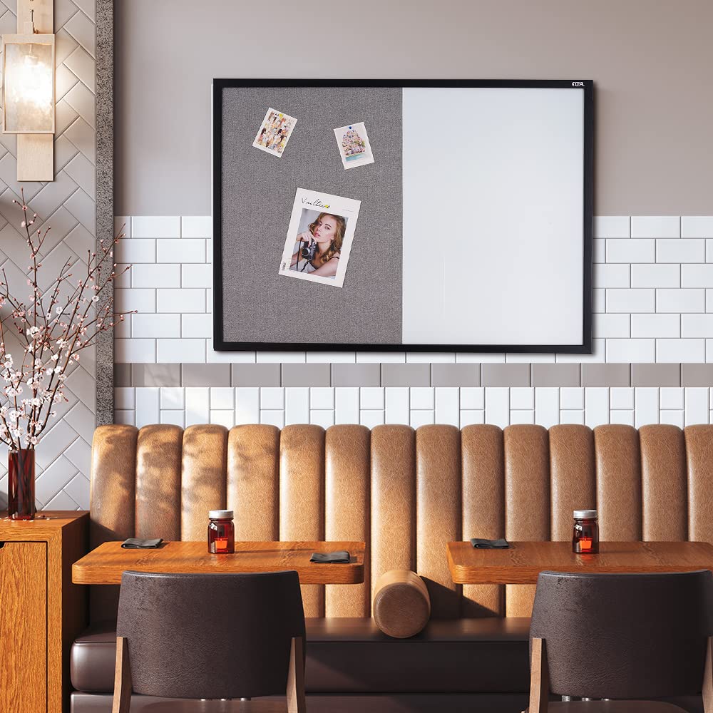 Combination Boards, Dry Erase Board?Magnetic Dry Erase Paint, White Board Wall Mounted Black Board for Classroom& Office 48X36 inch