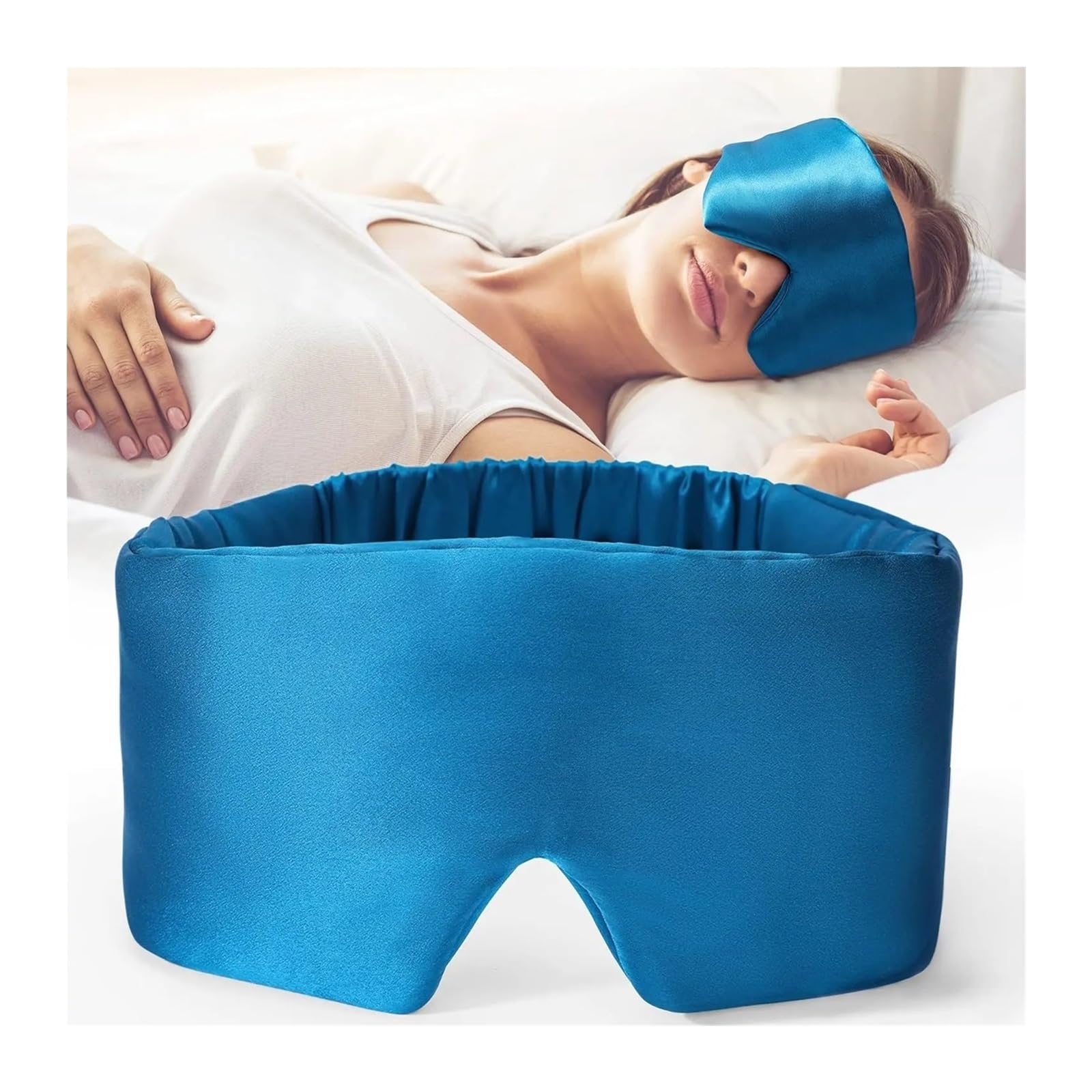 2 Stück Schlafmaske aus Maulbeerseide, weiche Augenmaske, glatte, Schlafhilfe, Verdunkelung, Nachtgebrauch, atmungsaktive für Schlaf(Blue)