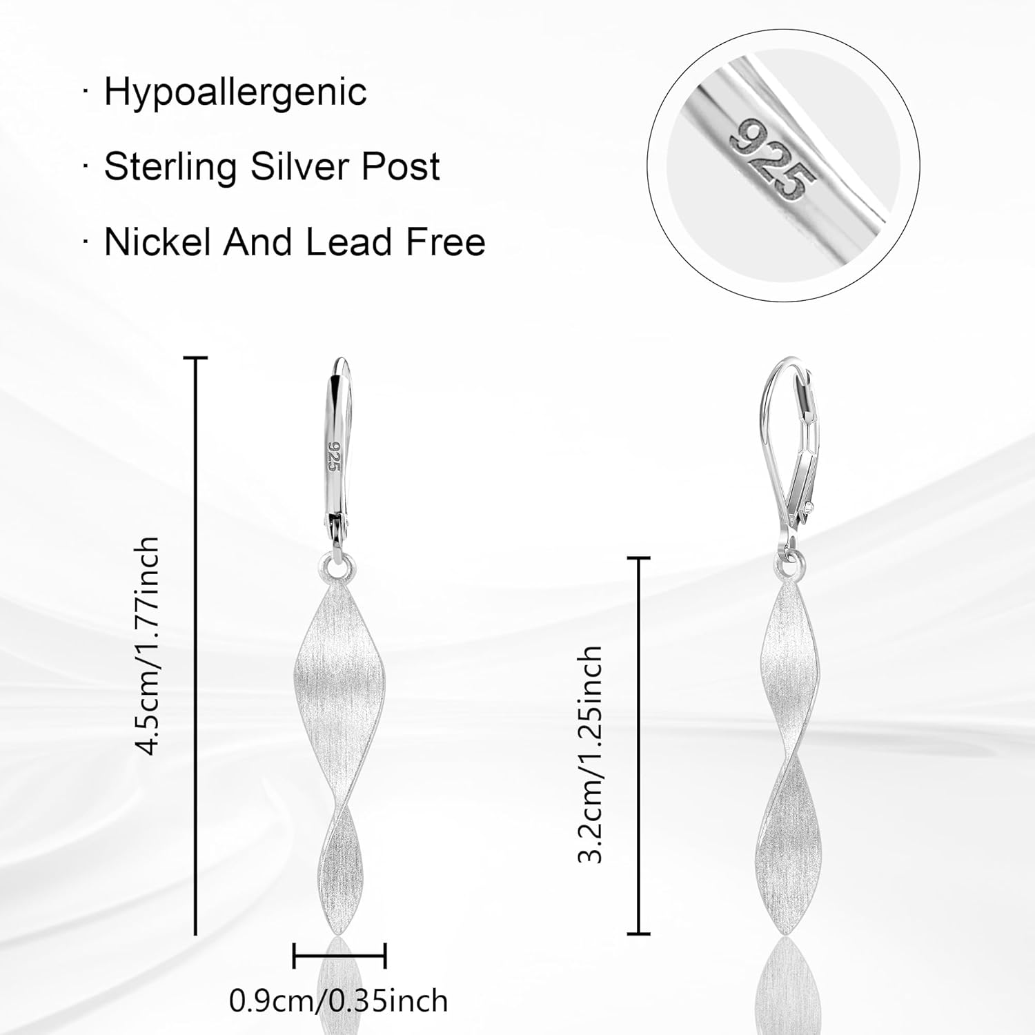 925 Sterling Silver Twisted Dangle Earrings for Women Hypoallergenic Handmade Earrings 14k Gold Plated Leverback Drop Dangle Earrings Trendy for Women Jewelry Gifts - Image 6