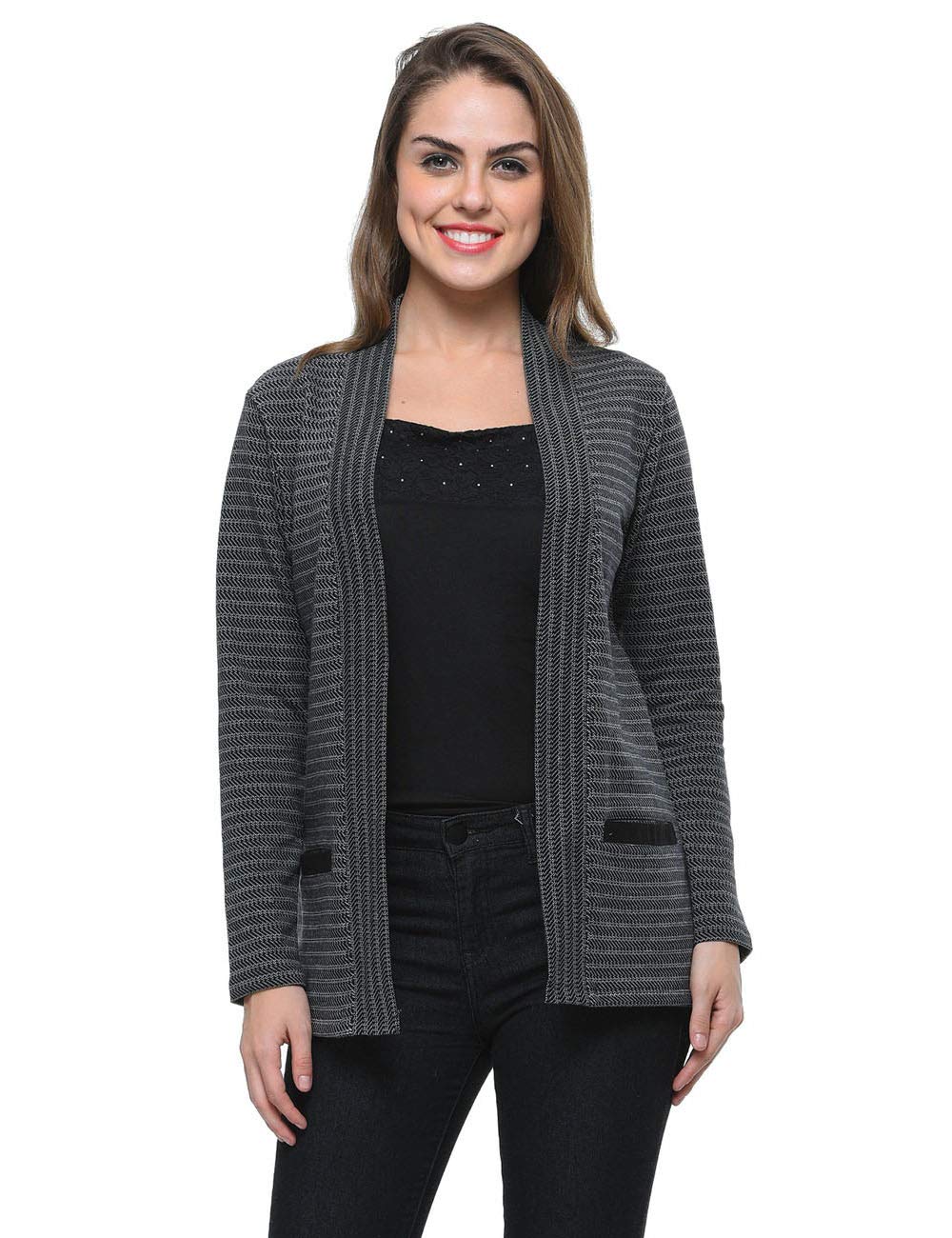 frenchtrendz Women Cotton Jacquard Pocket Shrug(XS-4XL)-picture-56
