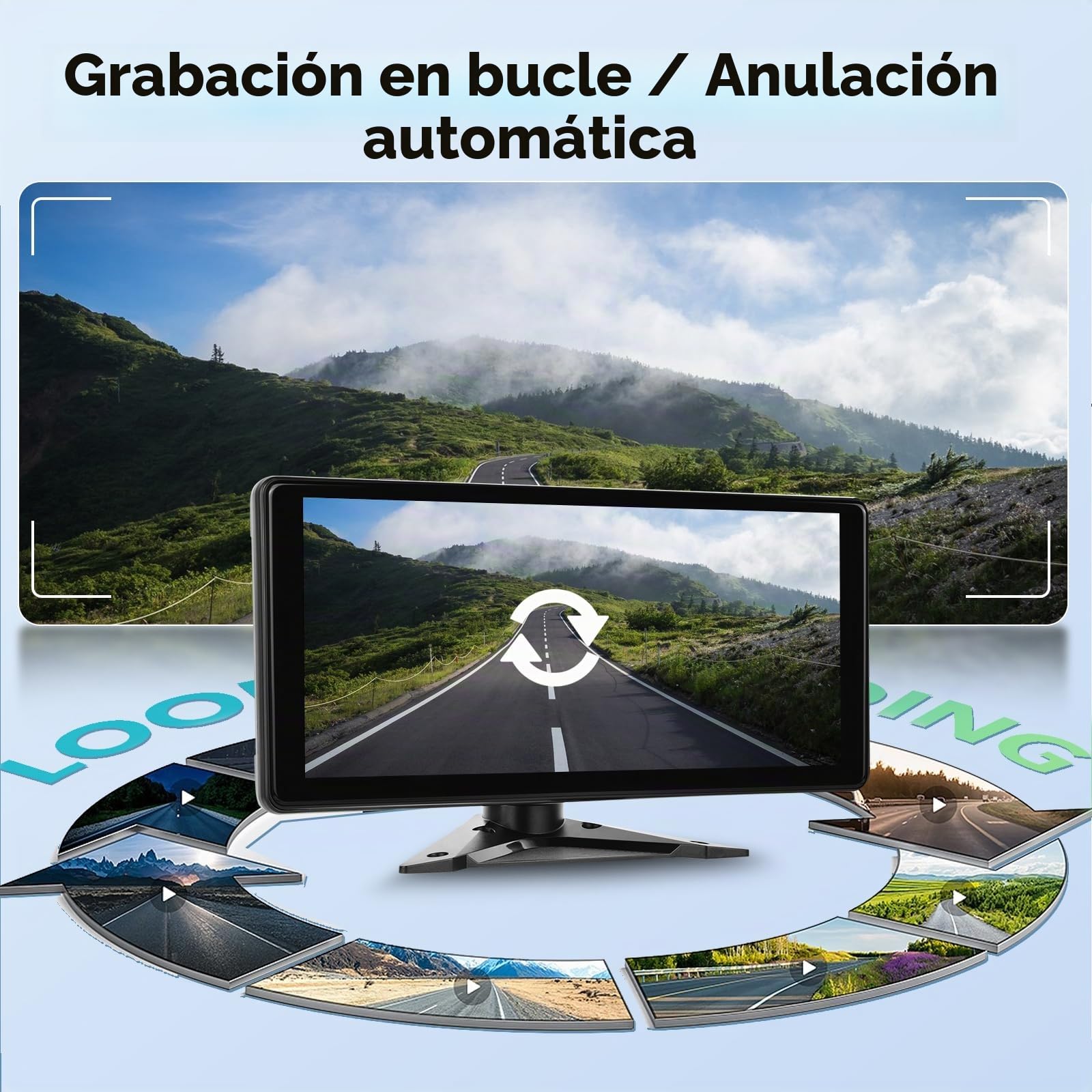 Hodozzy 4 Cámara de Visión Trasera para 10.36'' Monitor Pantalla 4-Dividido 1080P DVR con Bluetooth, con USB/Tarjeta SD, IP69 Impermeable Visión Nocturna para Camión RV Tractor 7V-32V
