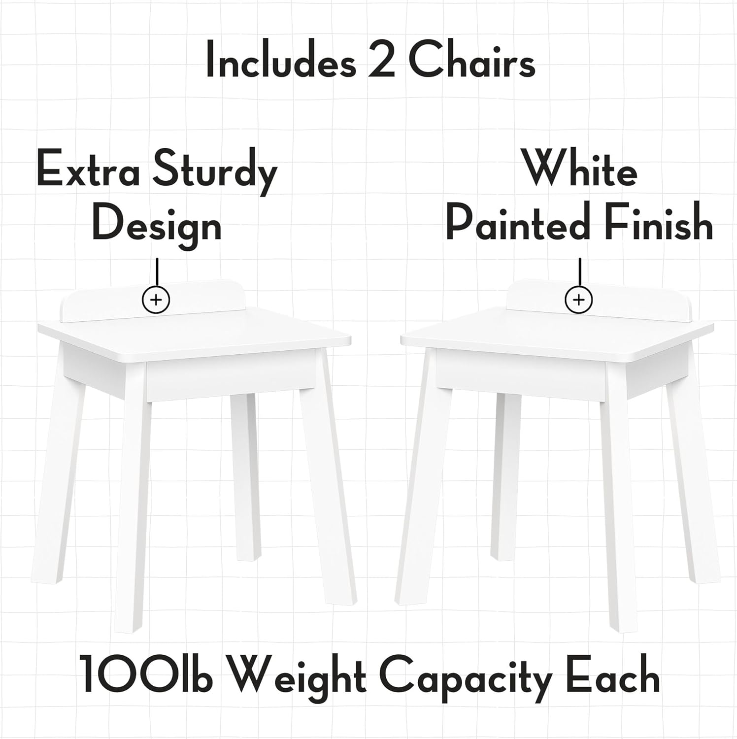 RiverRidge Kids and Toddler Chairs Set of 2 with Curved Back Bar, Sturdy Kids Stools with 14" Seat Height for Play Tables and Reading Nooks