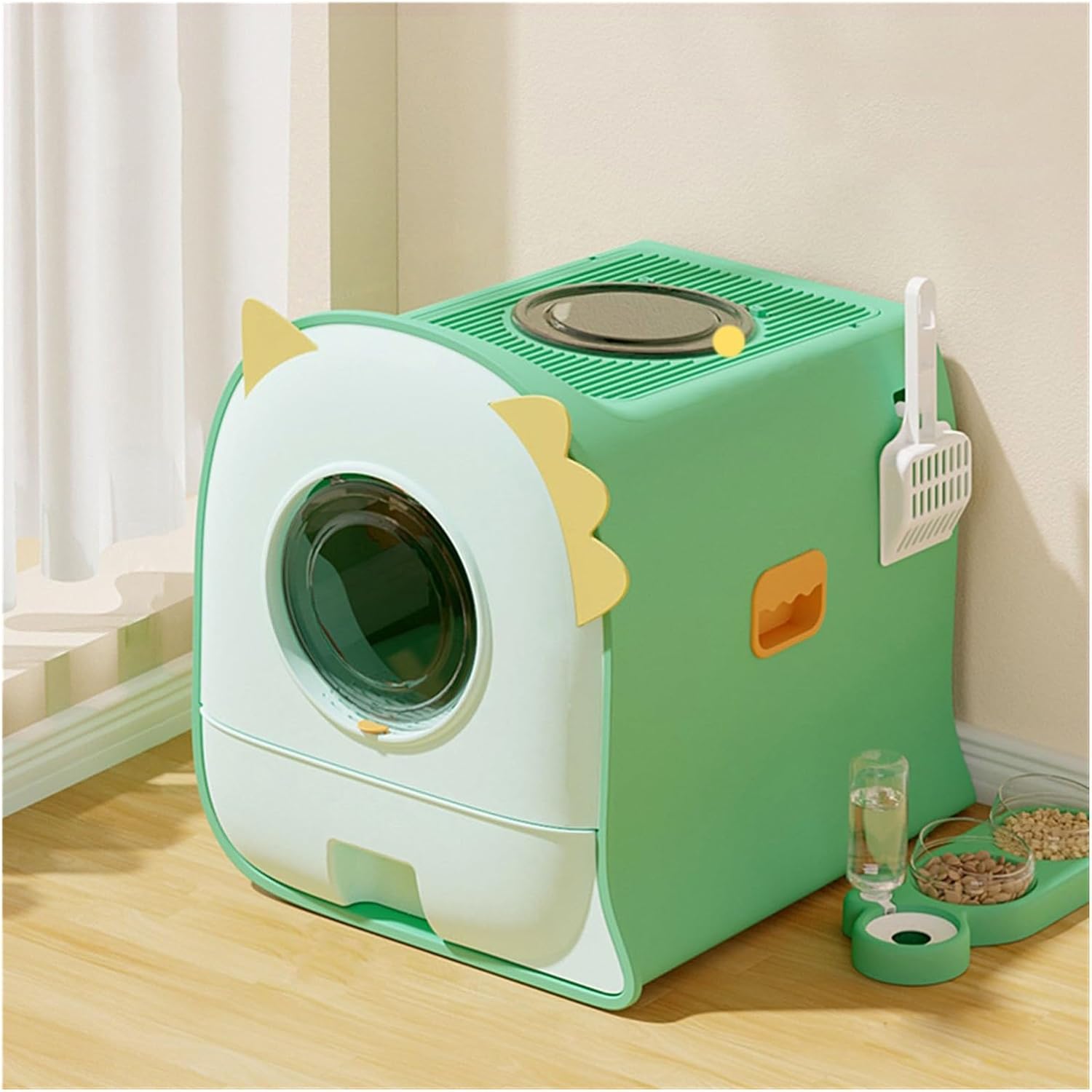 Litterbox Covered Cat Litter Box with Litter Scoop, Anti-Splashing Covered Hooded Cat Box, Drawer Type Easy Clean Cat Toilet, 23.62" L x 20.87" W x 16.93" H Cat Litter Tray(Pink)