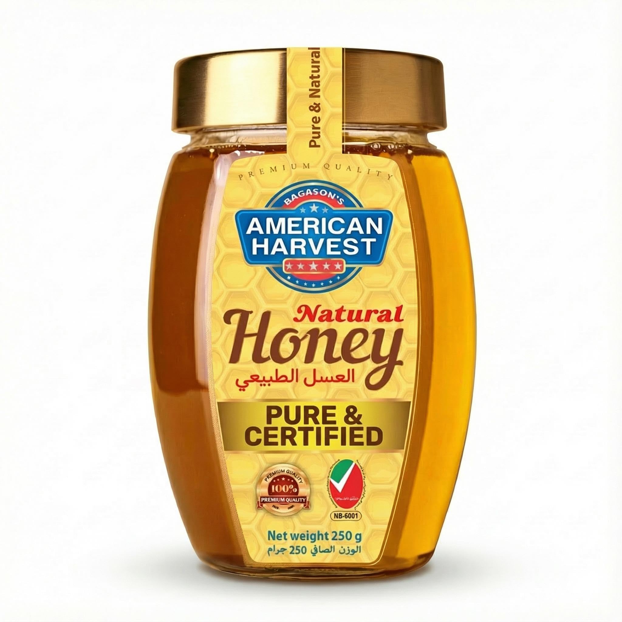 Natural Honey Hexa Jar | Dairy, Nut, Gluten-Free | 250 gm