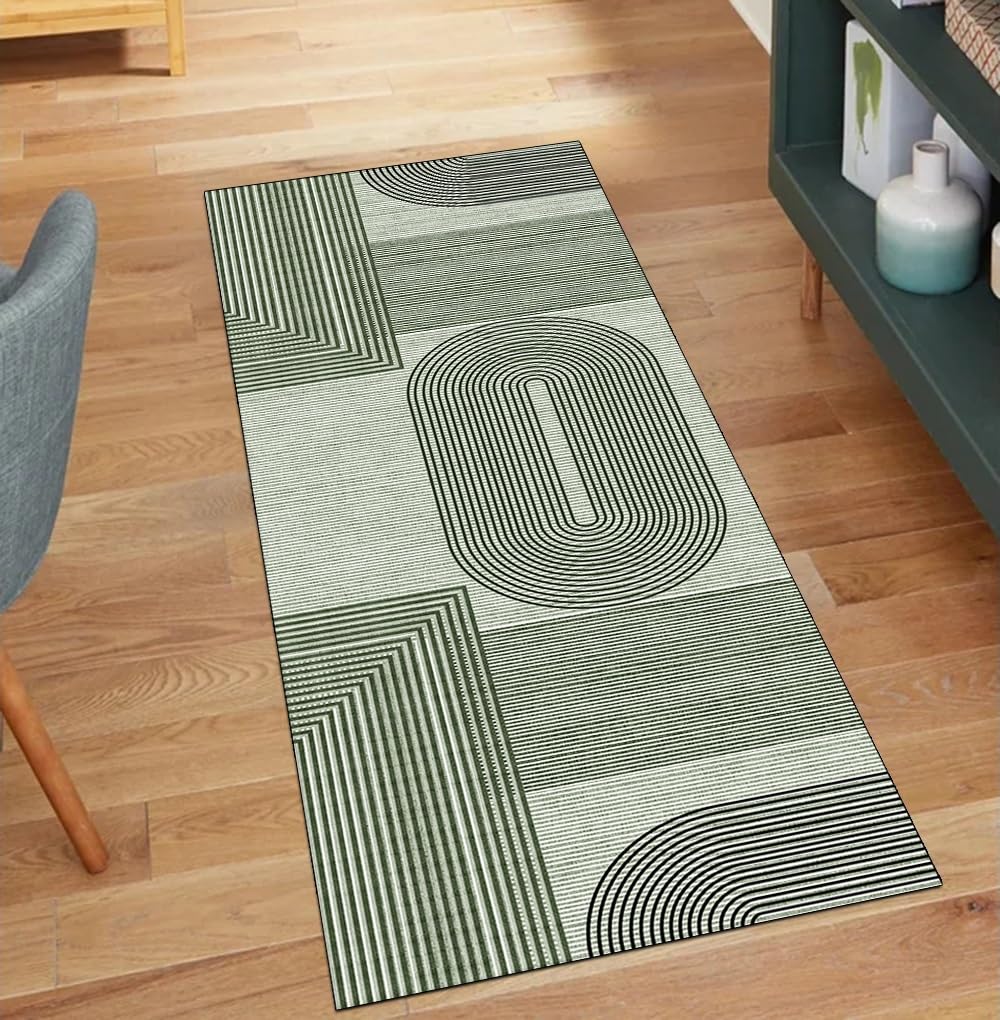 Alfombra pasillo 50x500 antideslizante lavable verde oscuro moderna