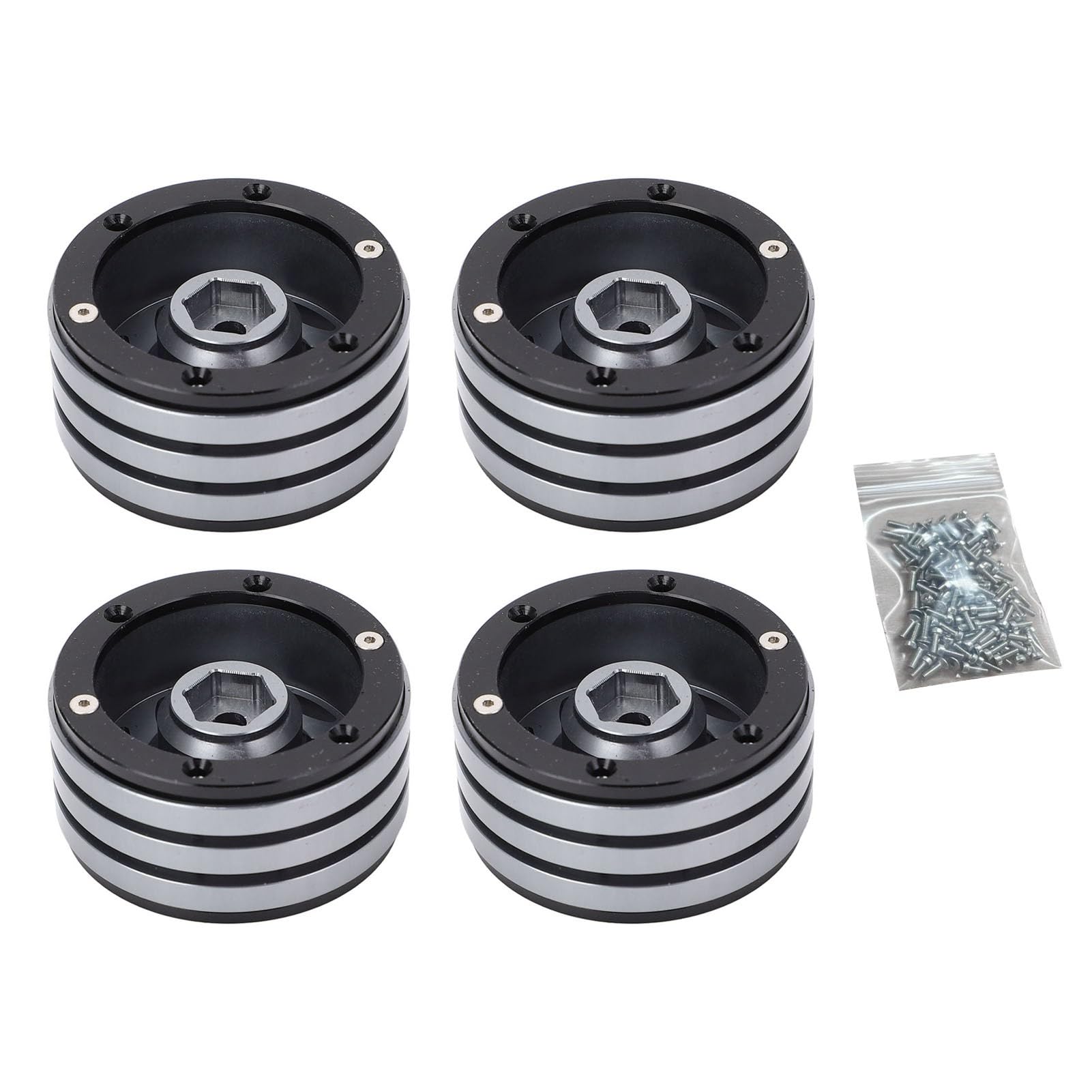 4 szt. Zestaw Obręczy Koła ze Stopu Aluminium CNC RC Beadlock Odporny na ścieranie dla Gąsienic RC (Kolor Ti)