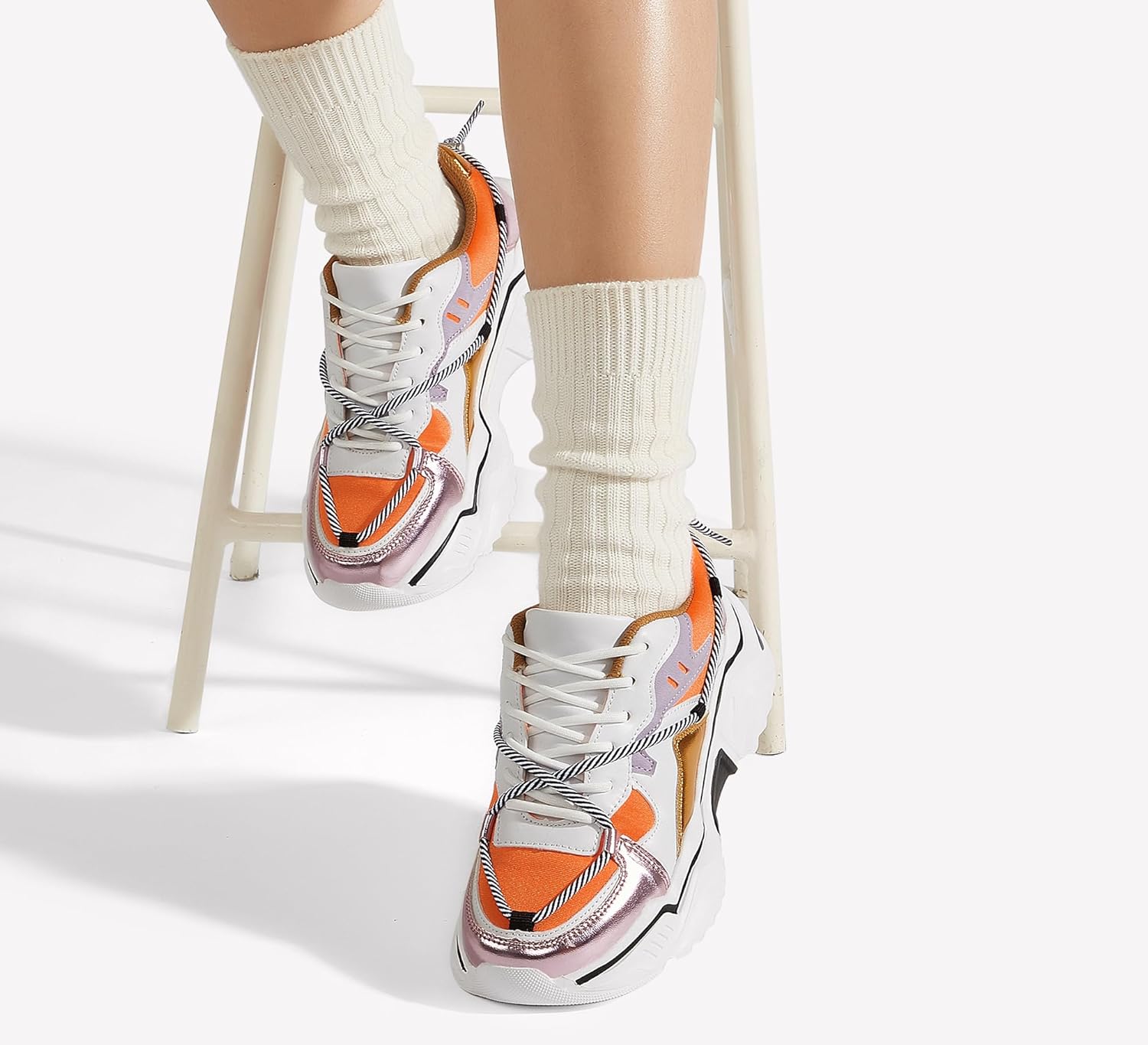 LUCKY STEP Women's Platform Colorful Fashion Sneakers Retro Colorblock Stylish Cute Chunky Dad Walking Shoes - Image 7