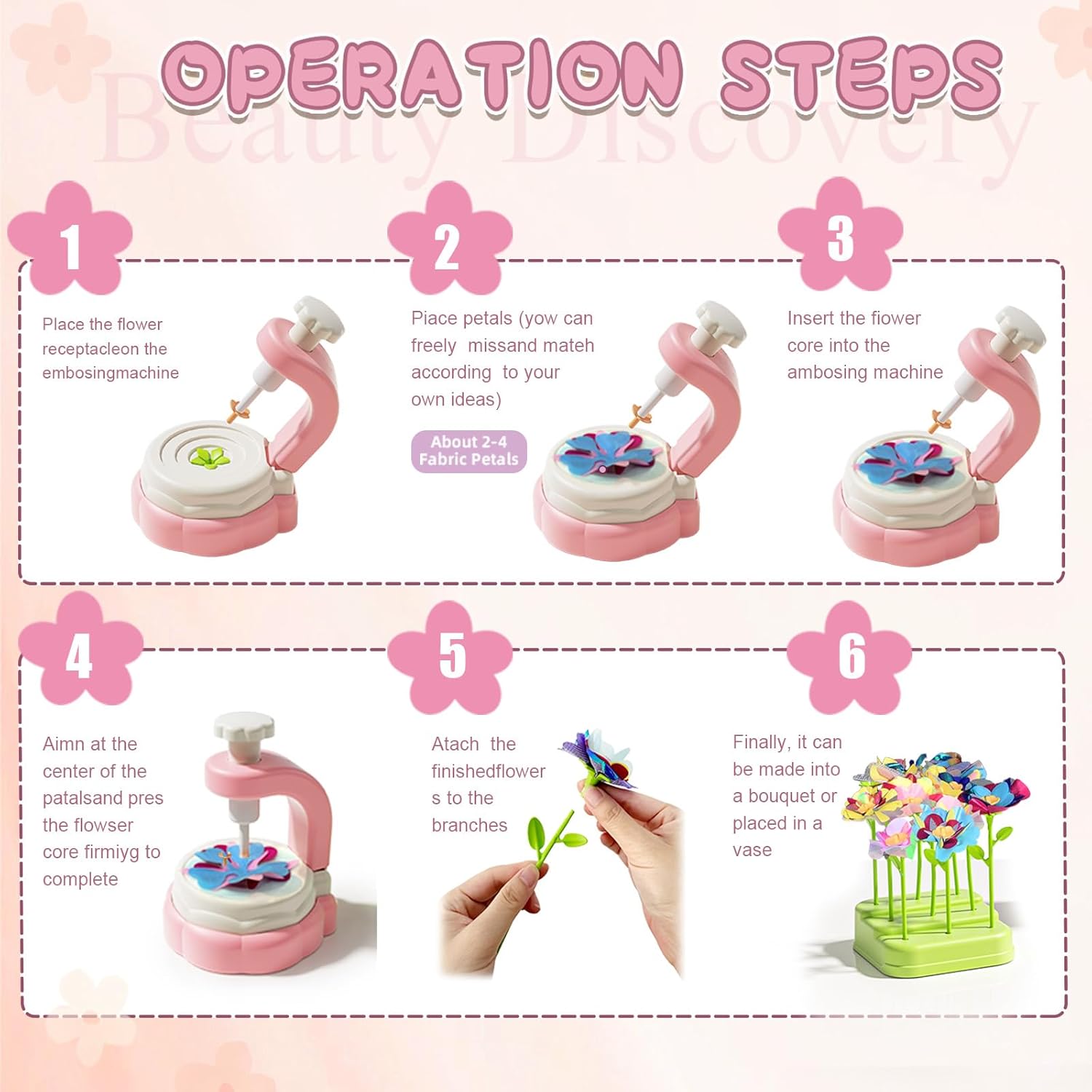 Fabric Flower Bouquet Toys, Birthday Gifts for 5 6 7 8 9+ Year Old Girls，DIY Crafts Kit for Girls 4-8 Years Old, Creative Art Activities and Learning Toy, Make Your Own Bouquet Set - Image 4