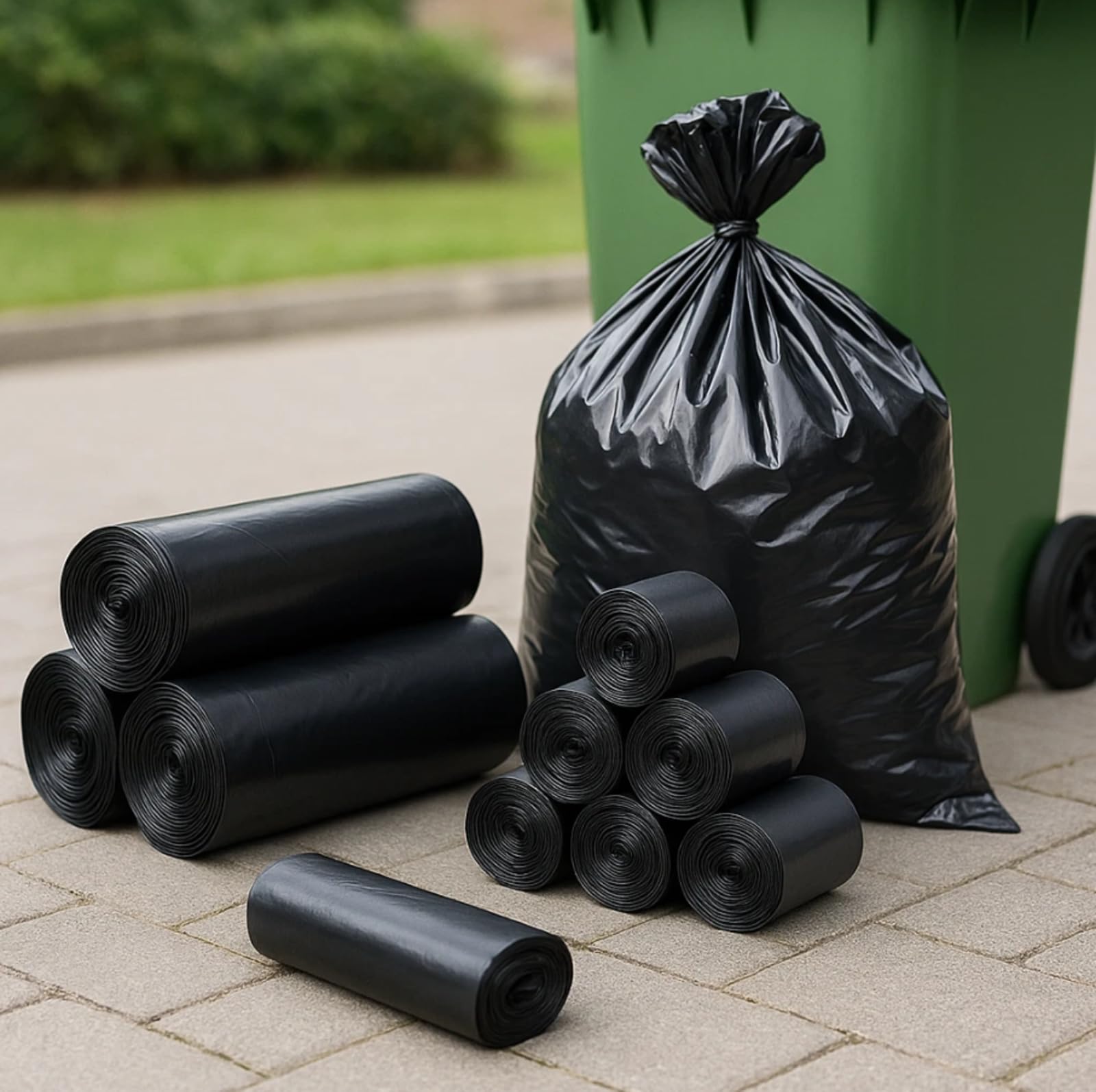 Babylonplast Worki na śmieci 120 l, bardzo mocne, czarne, stabilne, odporne na rozerwanie, 70 x 110 cm, nadają się do recyklingu i przyjazne dla środowiska, worki na odpady budowlane 70 µ/typ 100 (200