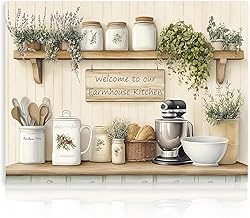 Rustic Kitchen Wall Decor, Fresh Plants and Cookware Prints Vintage Poster Unframed 30x40cm