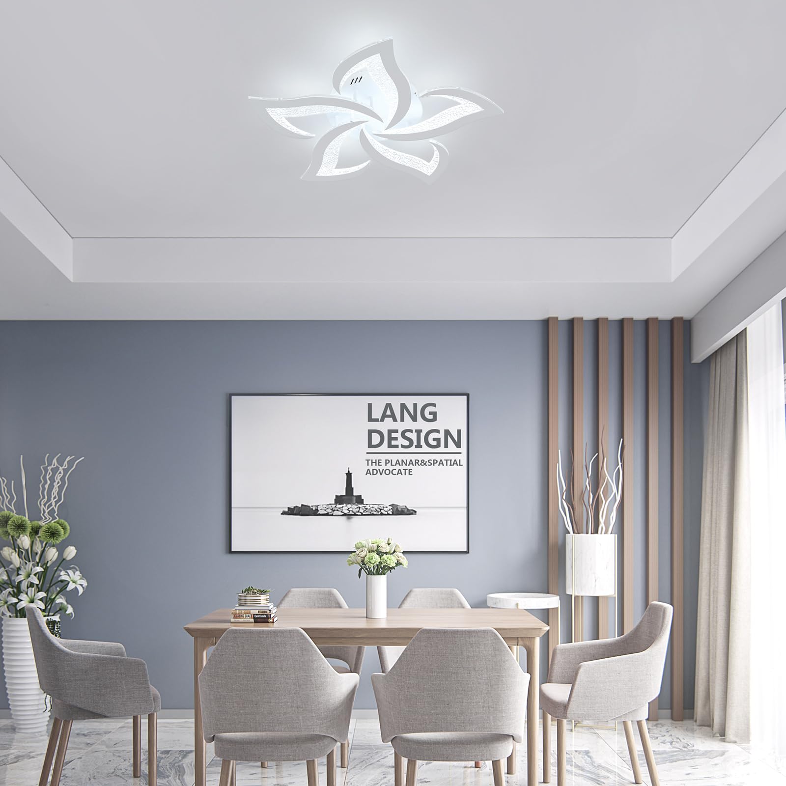 Plafoniera LED Soffitto 60W, 6500K Bianco Freddo | Lampadario LED Moderna Creativa A Forma di Petalo in Acrilico per Soggiorno Camera da Letto Sala da Pranzo Ufficio, 60CM