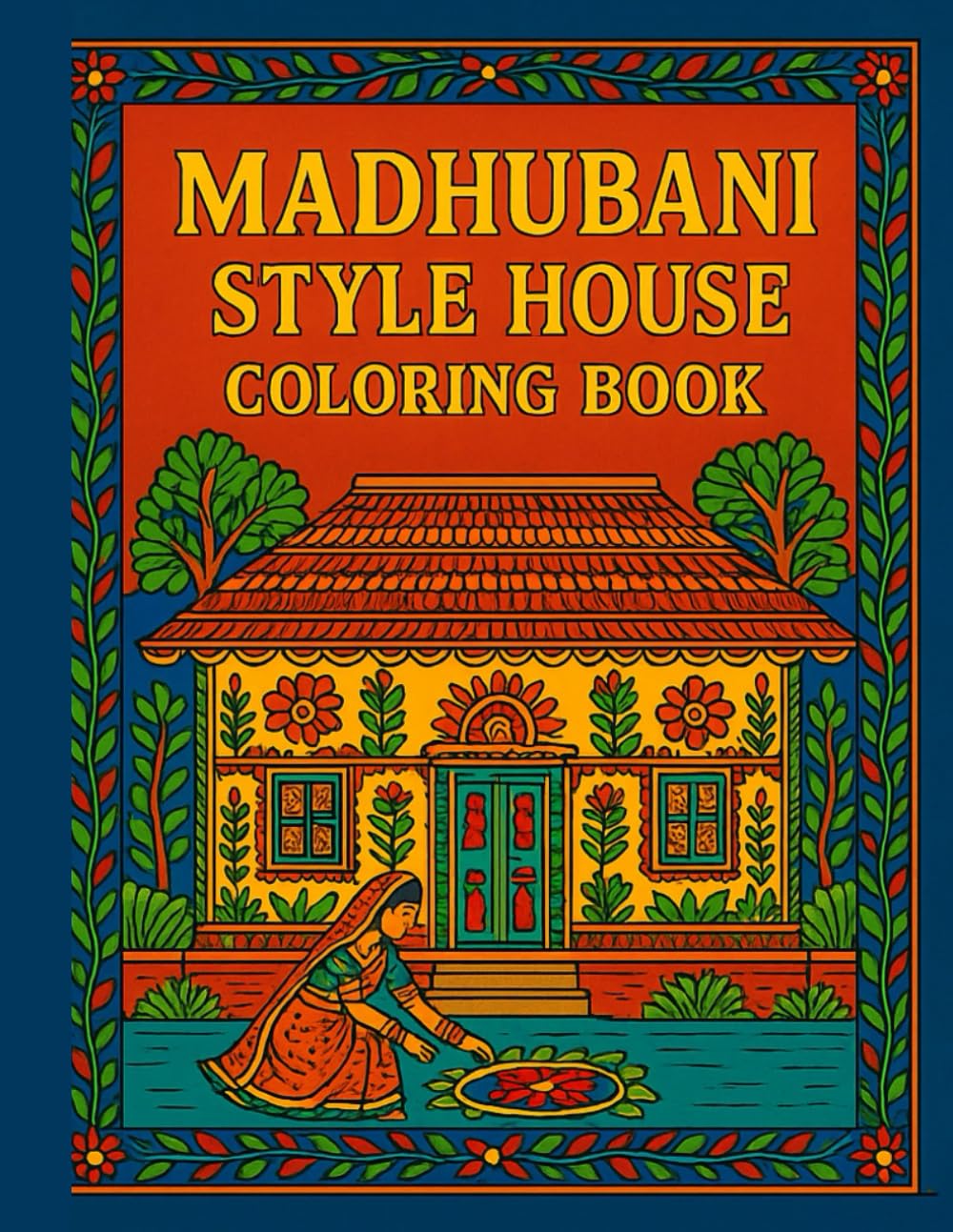 Madhubani style house coloring book