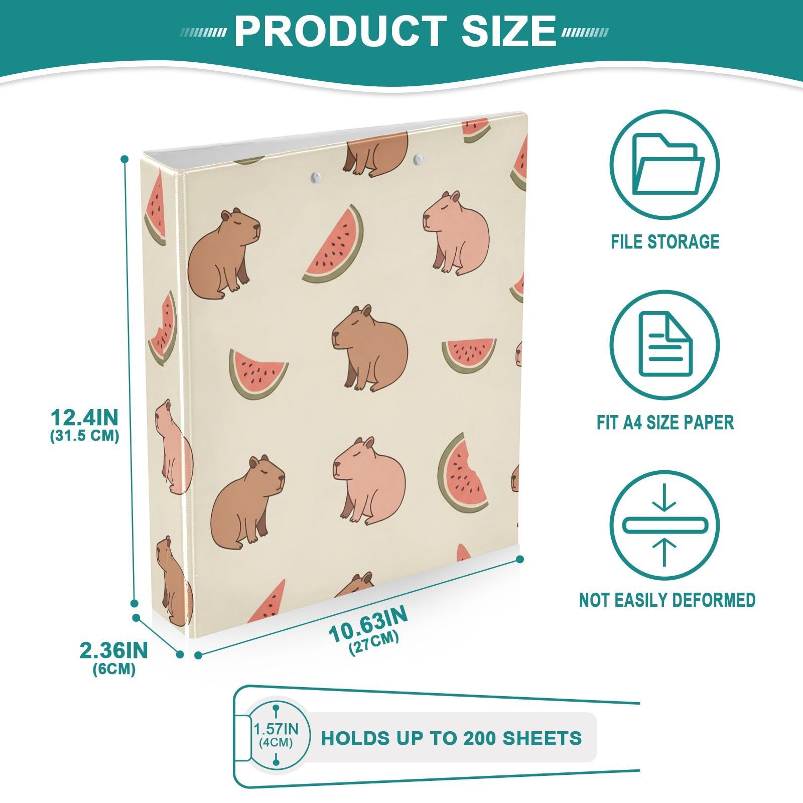3 raccoglitori ad anelli da 3,8 cm, motivo anguria, decorativo, con clip in metallo, organizer per casa e ufficio, confezione da 2