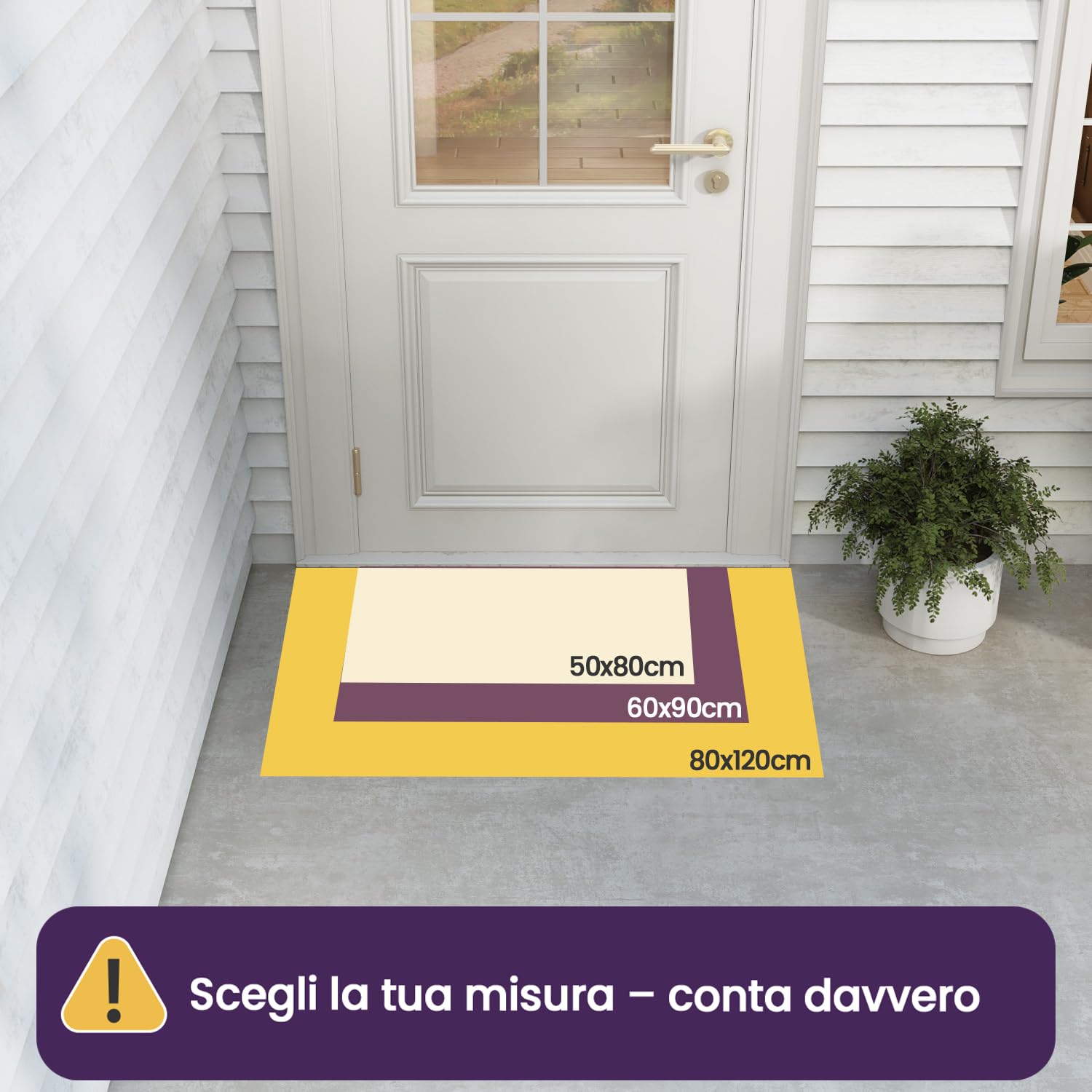 DEXI Zerbino Ingresso Esterno 80 x 120 cm, Tappeto per Porta Interno, Zerbini Antiscivolo Lavabile, Fondo in Gomma Impermeabile, Assorbente Tappeti per Corridoio, Balcone, Giardini, Grigio Benvenuto
