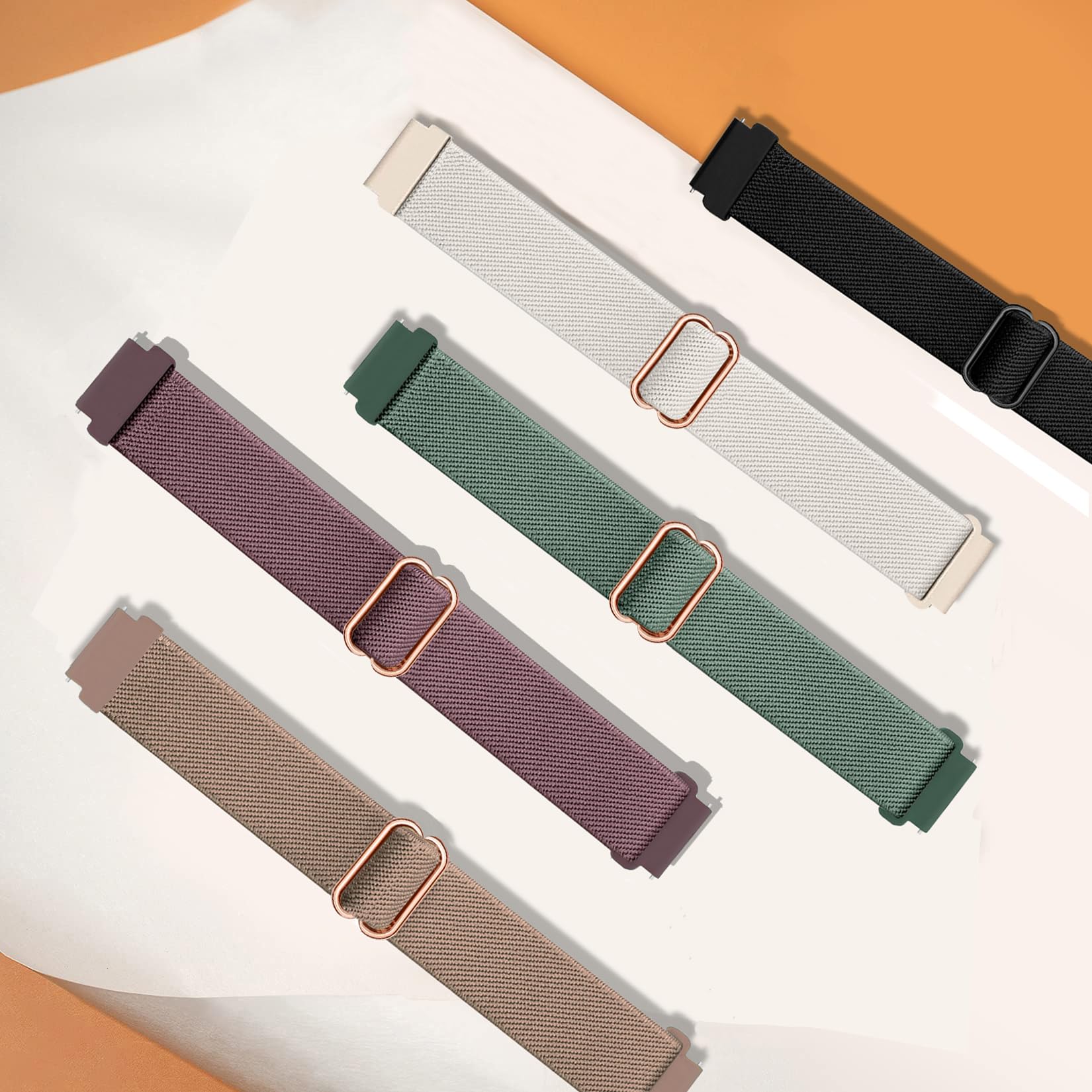 Lot de 5 bracelets de rechange en nylon élastique pour Garmin Lily 2 / Lily 2 Active - Tissu à boucle extensible - Pour Garmin Lily 2 - Unisexe
