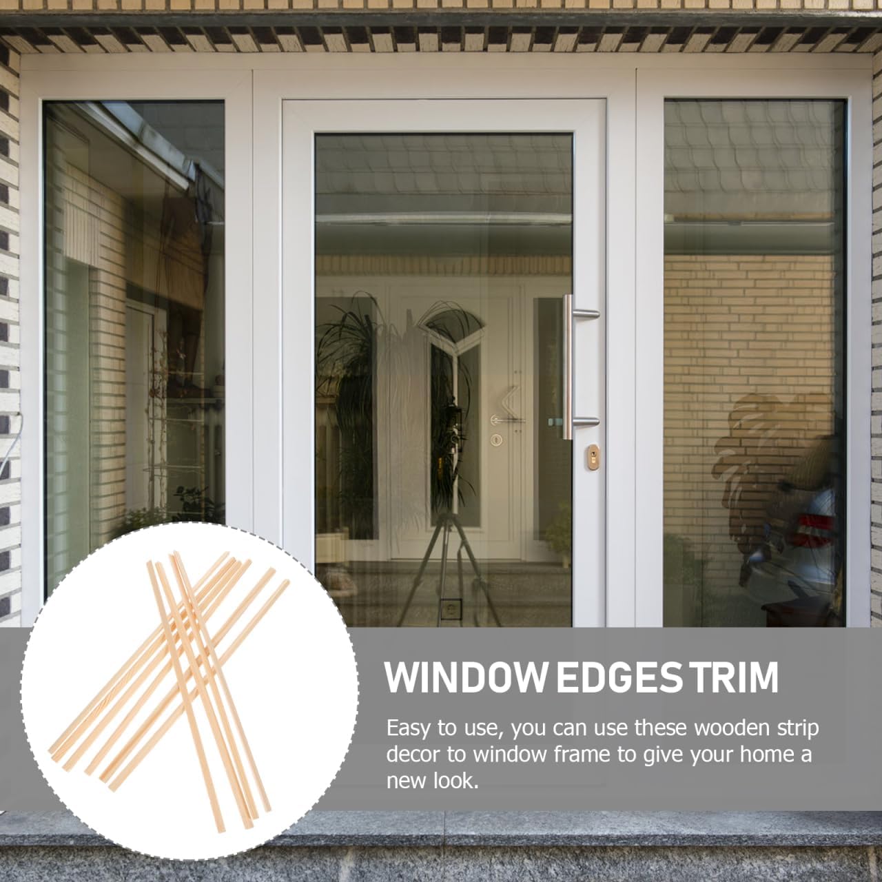 10Pcs Window Molding Trim Strips 11.81In Wood Trim Molding for Window Frame Edges Interior Exterior Use Easy DIY Installation