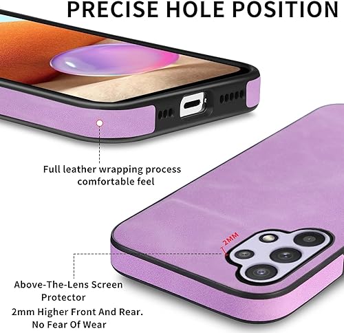 Miniatura 3 de Asuwish Funda de teléfono para Samsung Galaxy A32 4G de 6.4 pulgadas con protector de pantalla de vidrio templado y funda delgada de cuero suave,