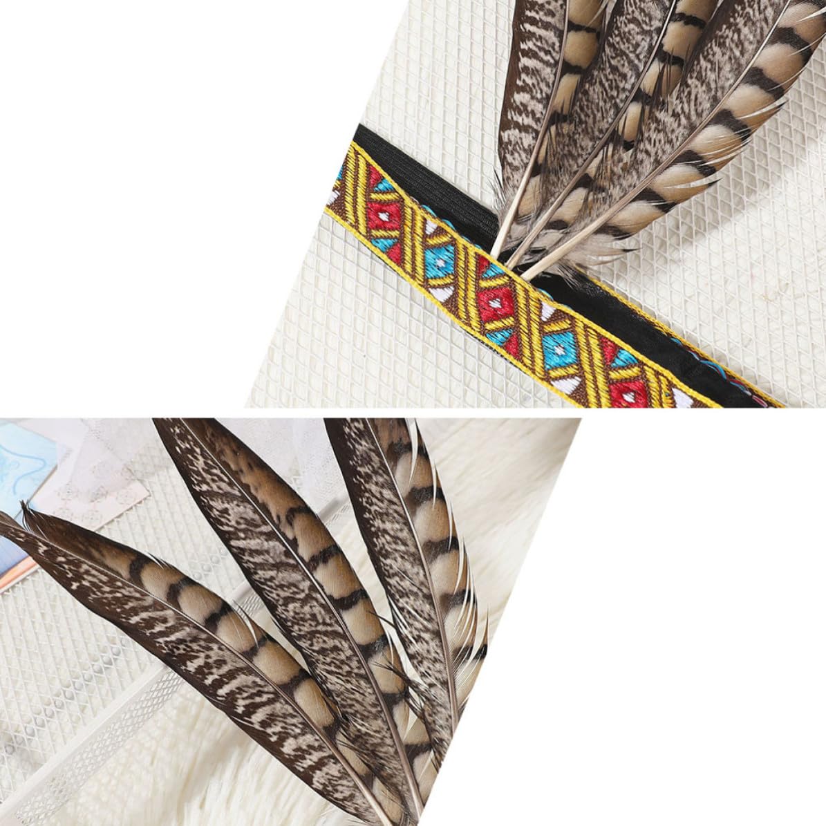 Abaodam 10 Stück Leichtes Haarkleid mit Federn Performance Haaraccessoires aus Stoff Komfortabler Kopfschmuck für Partyauftritte von Kindern und Erwachsenen