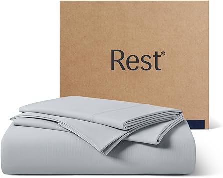 REST Evercool+ Starter Sheet Set, King, Light Gray, Breathable Bed Sheets for Hot Sleeper and Night Sweats, with Pillowcases, Ionic+ Self-Cleaning Silver Yarn for Sensitive Skin, 3PCS No Flat Sheet