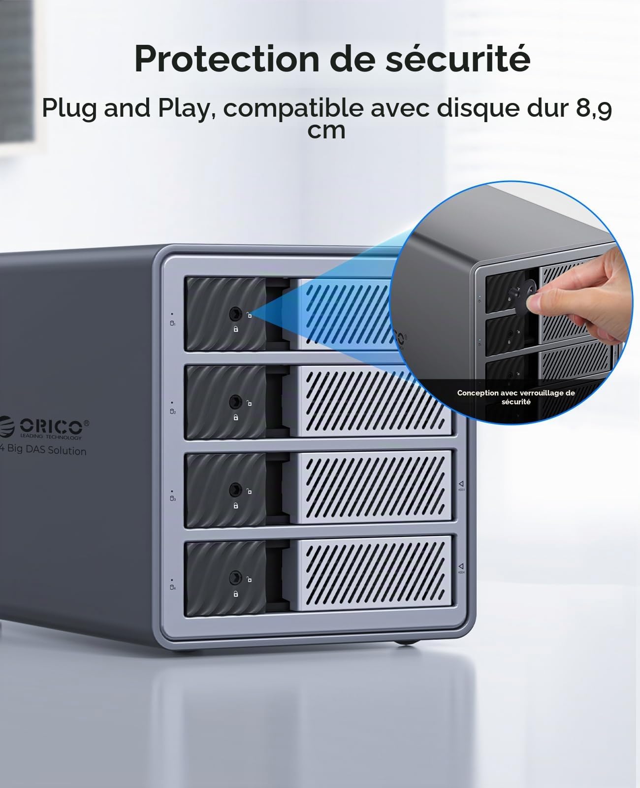 ORICO Boîtier en Aluminium pour 4 Disques Durs, Station d'accueil Externe USB 3.0 vers SATA pour Disques durs 3,5 Pouces jusqu'à 22 to, Compatible avec MacOS et Windows (9848U3)