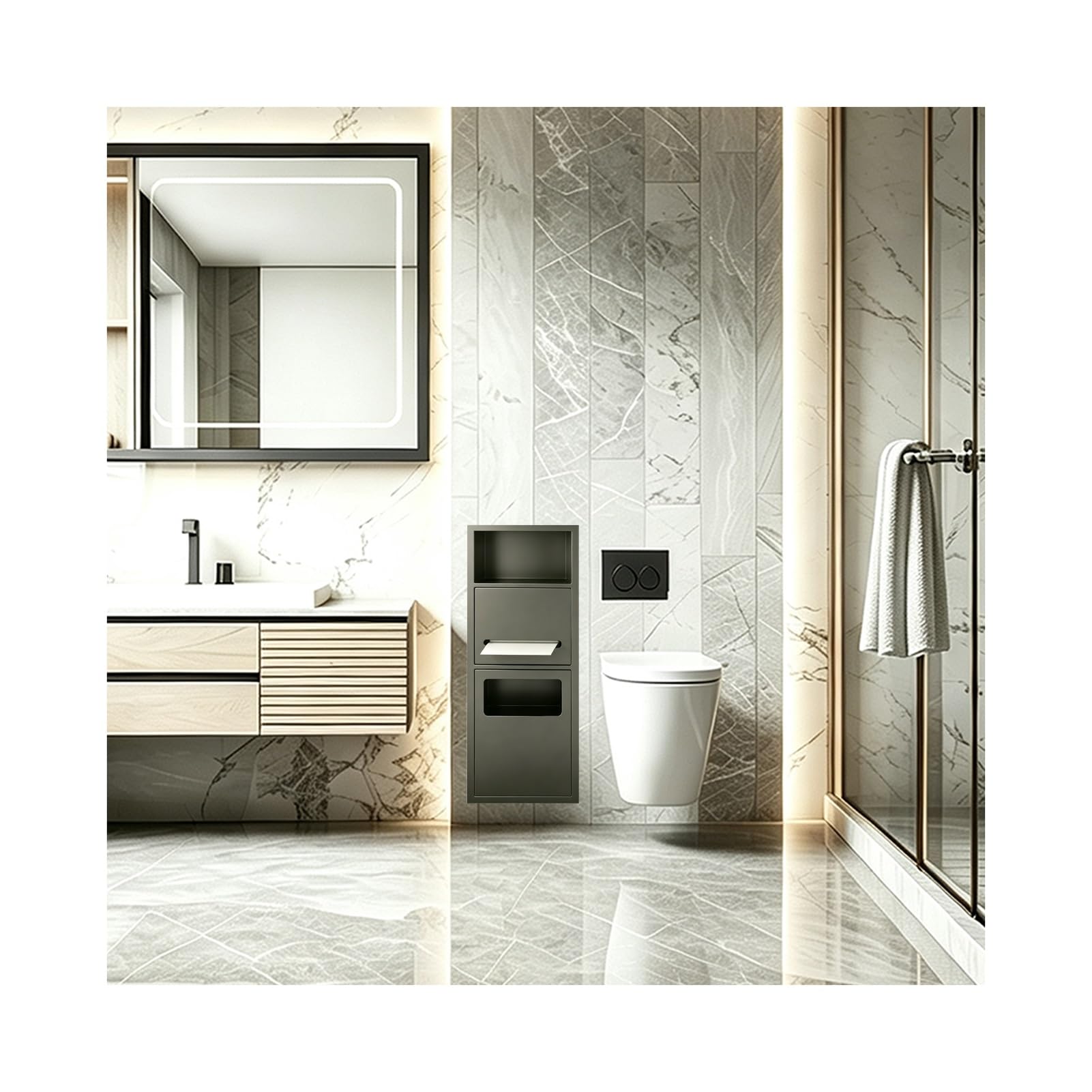 Recessed Toilet Niche, Concealed Trash Can Niche for Bathroom Hotels