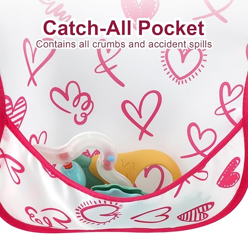 Miniatura 4 de Accmor Baby Bibs for Eating, Waterproof Mess Proof Baby Toddler Bibs, Apron Smock Feeding Bibs for Girls Boys 3 piezas, mariposa, en forma de