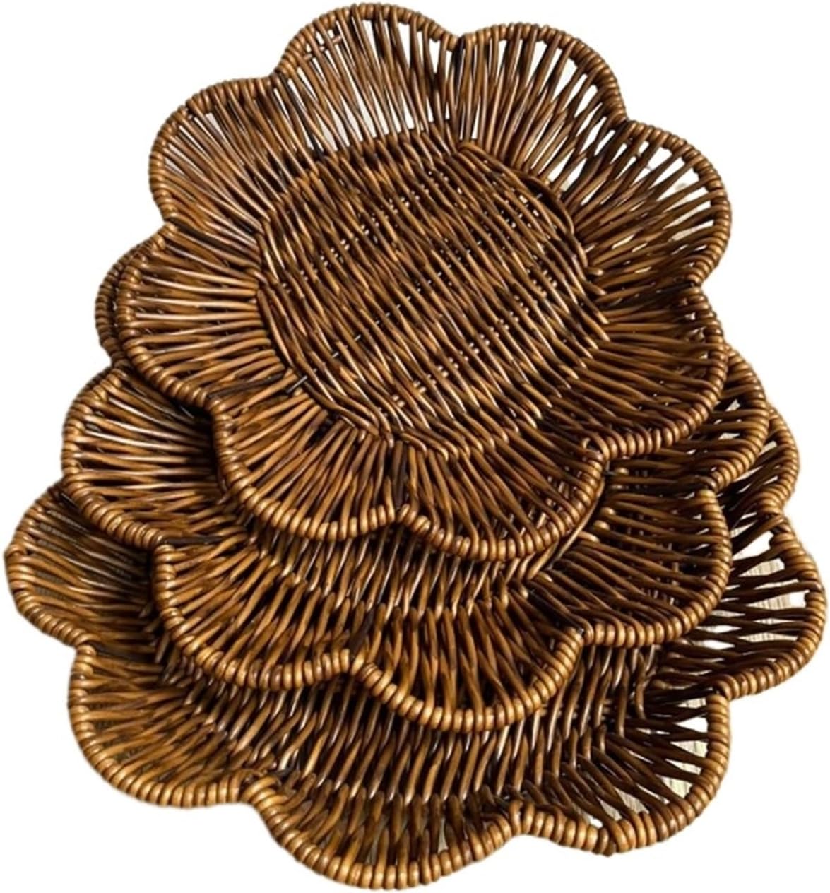 5pcs Hand-Woven Breakfast Bread Tray Food Plate Serving Display Basket Rattan Storage Tray Fruit Vegetable Cake Wicker Basket
