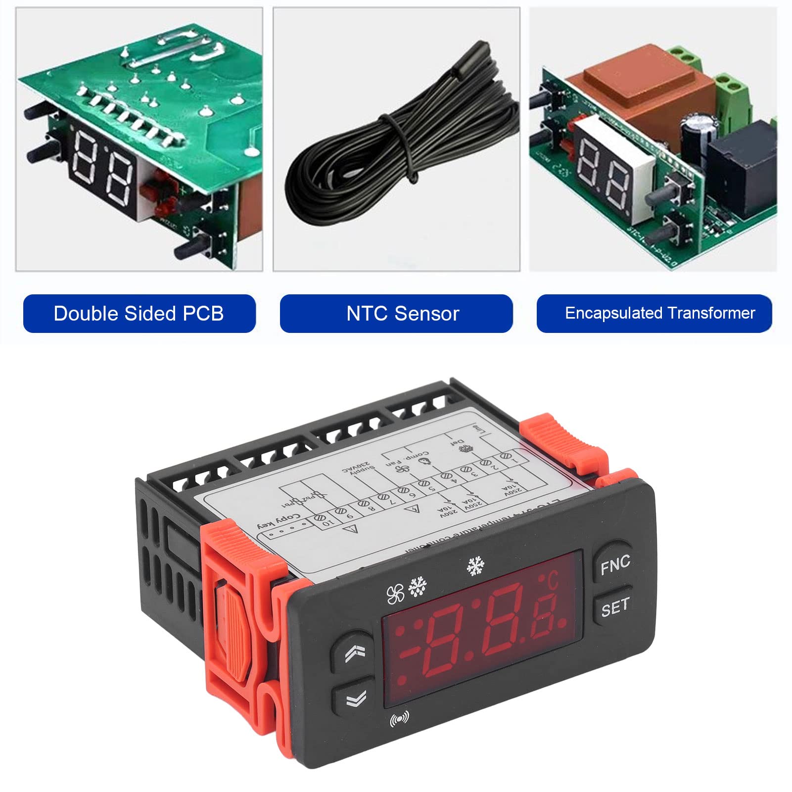 Digitaler Temperaturregler Für Kühlschränke | Fahrenheit/Celsius Umschaltbar | 230V AC Mit NTC-Sensor