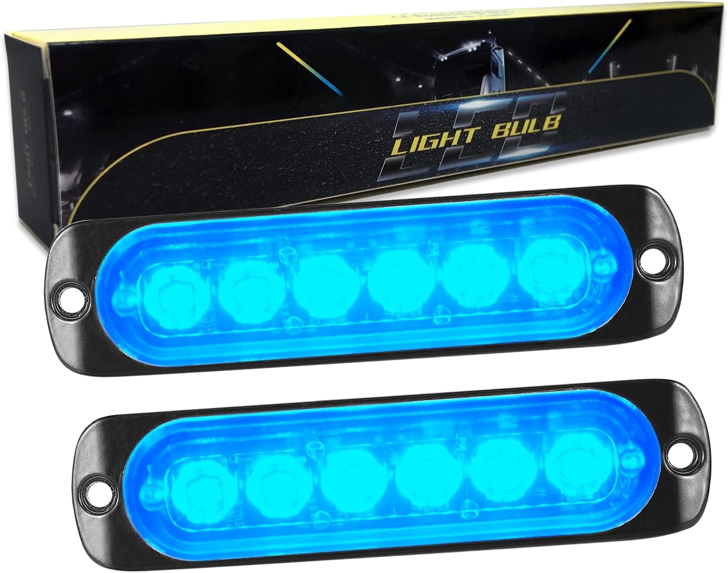 RIGIDON 2 Piezas 4.3 pulgada 6 led luz estroboscópica emergencia, 12v 24v faros antiniebla barras de luz led para trasera off road camión, coche, ATV, SUV, 4x4, barco, azul impermeable IP67