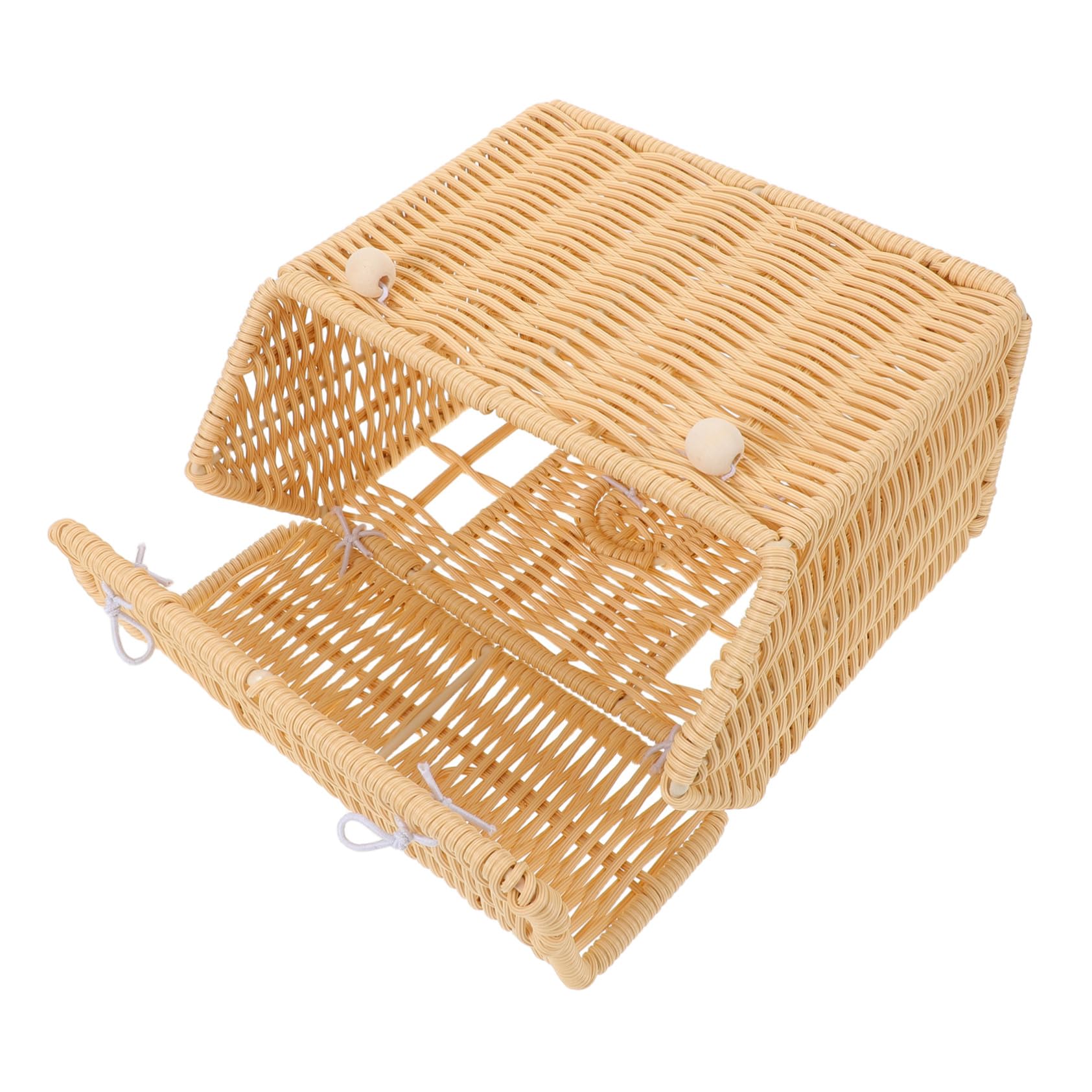 Cesta de Dulces Navideña Hecha Mano con Asa Canasta Tejida de Ratán Imitación con Forma de Casa para Dulces Bocadillos Regalos de Fiesta y Uso de Decoración Casa