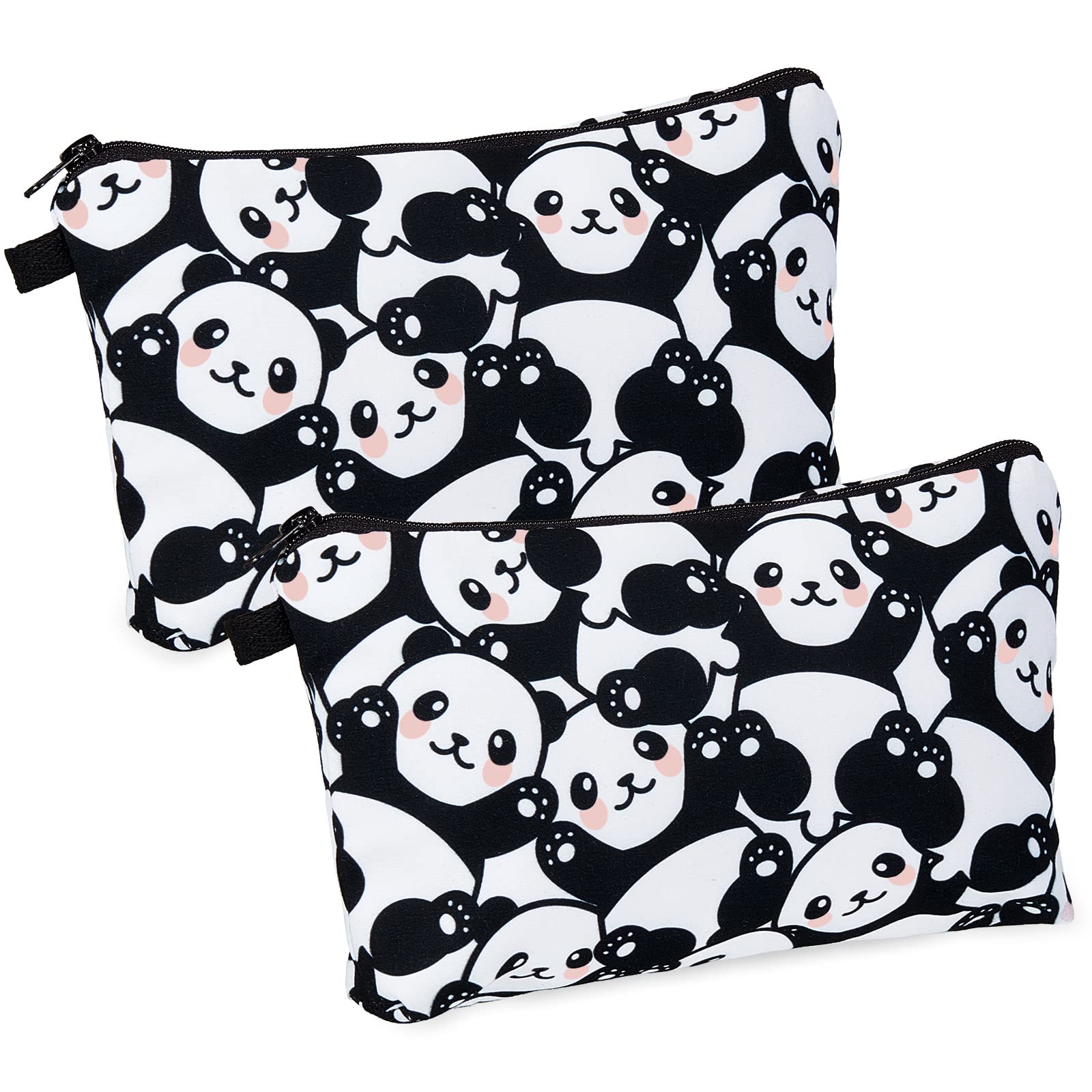 2 Pieces Panda Cosmetic Bags Waterproof Panda Makeup Pouch Toiletry Zipper Pouch Portable Panda Purse Cute Panda Pencil Case Tampon Pouches Panda Travel Bag for Girl Accessories Storage Organize