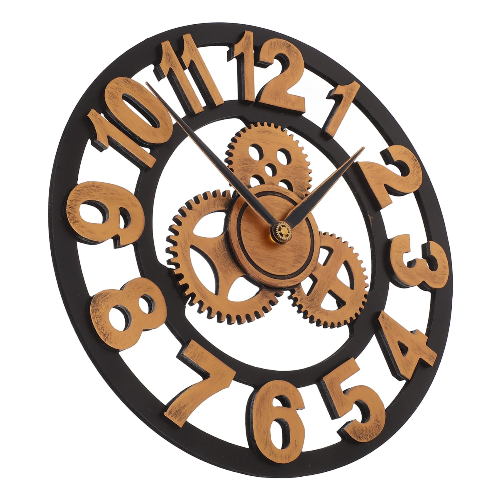 PRETYZOOM Reloj de Pared Decorativo de Madera Engranajes, Diseño Industrial, Silencioso y Fácil de Limpiar, Adecuado para Oficina y Hogar