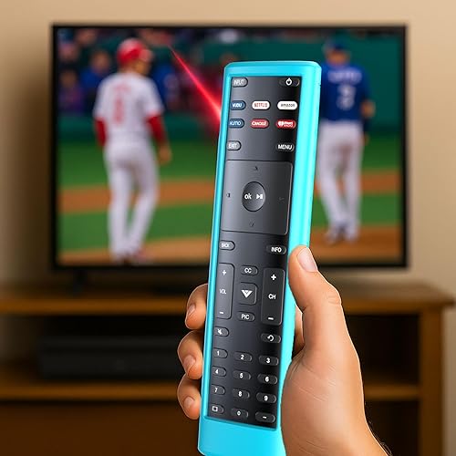 Miniatura 3 de Paquete de 4 fundas para VIZIO XRT136  XRT140 Smart TV con control remoto de silicona con cordón que brilla en la oscuridad, morado, azul, verde y