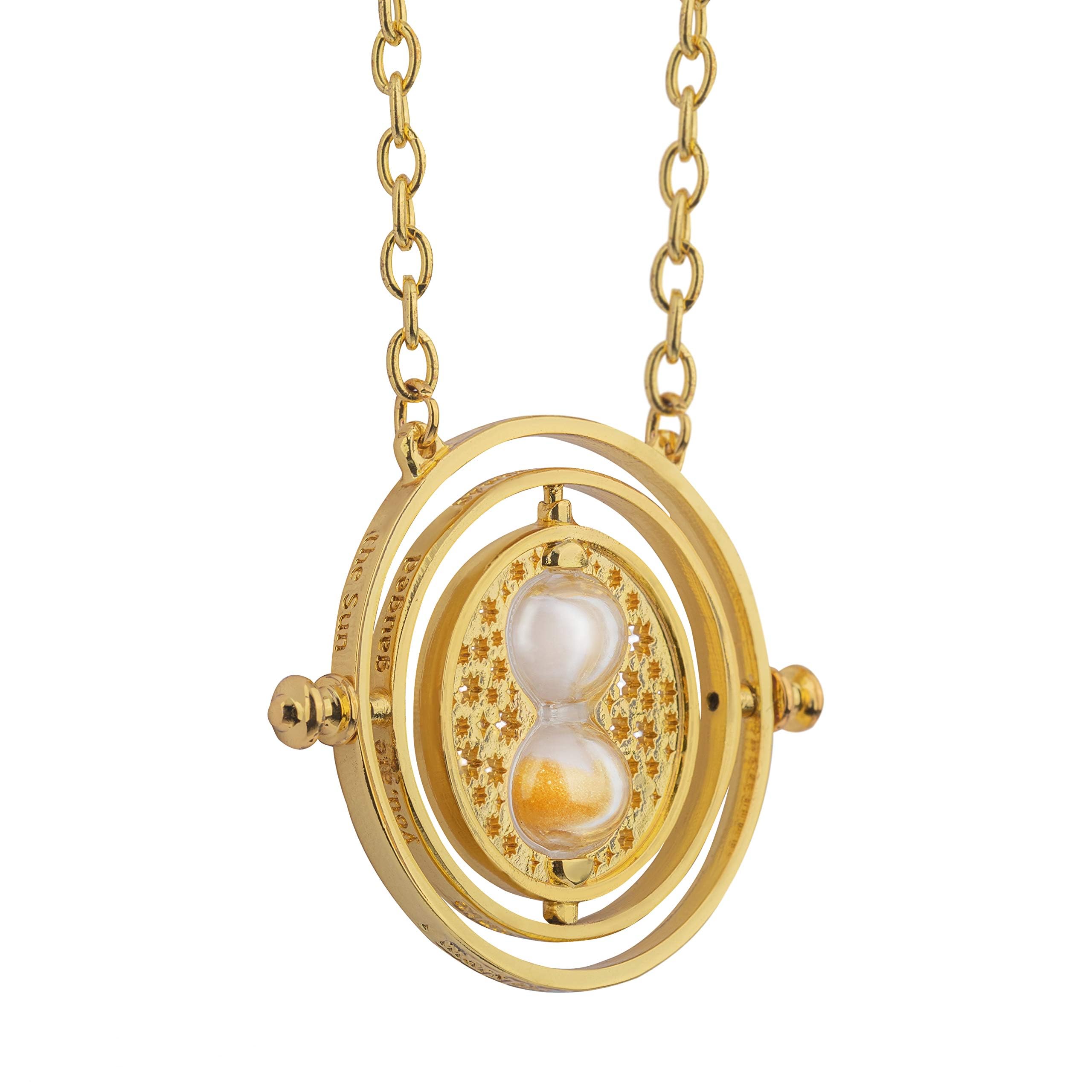 TicomeHarry Time Turner Necklace,Harry Themed Alloy Jewelry Products, Fashionable Glass Hourglass Time Turner Jewelry Necklace, Unisex, Harry Fan Jewelry Gift (Gold)