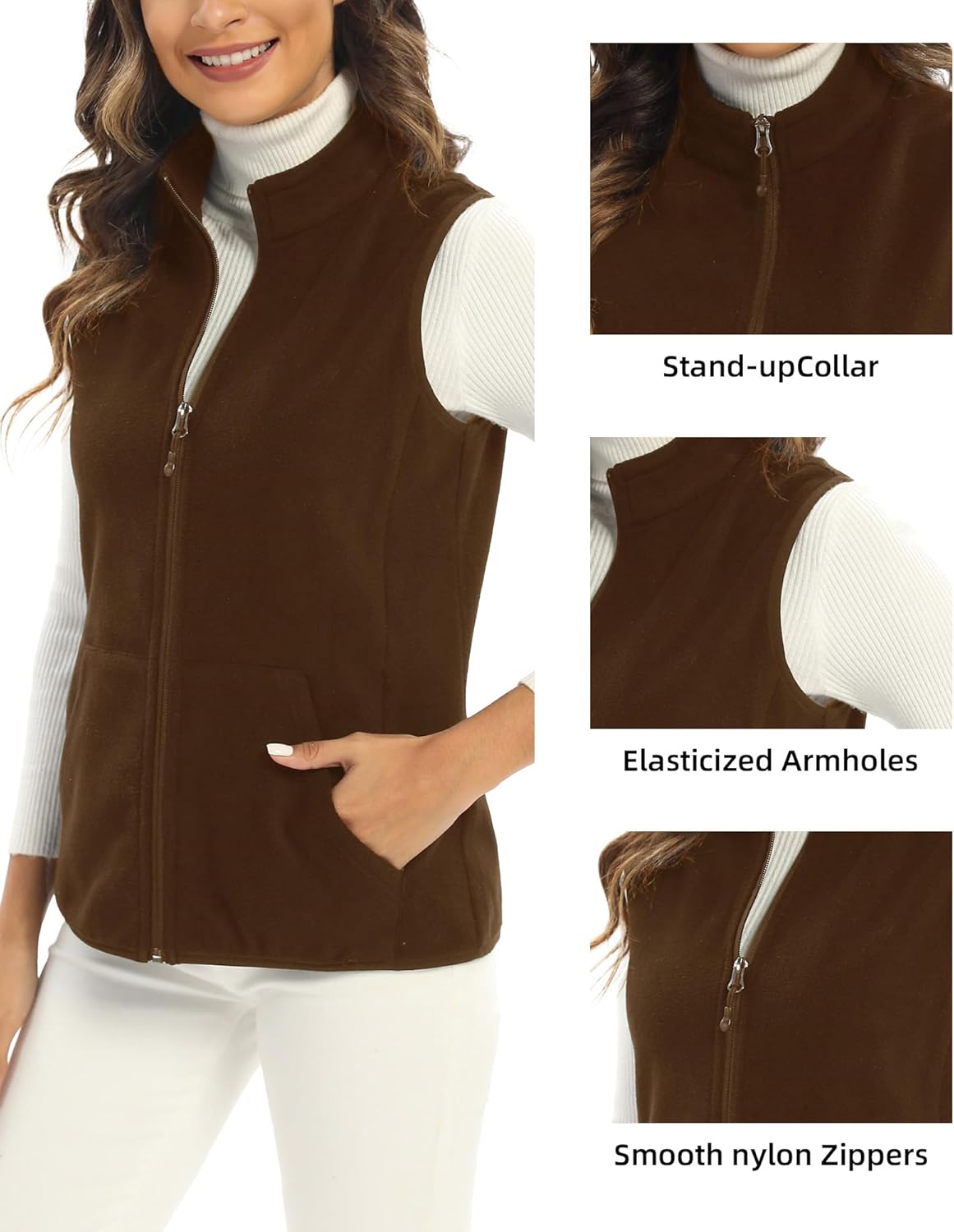 Argstar Women's Fleece Vest, Sleeveless, 6 Pockets, Lightweight, Casual, for Daily Life and Outdoor Activities - Image 4