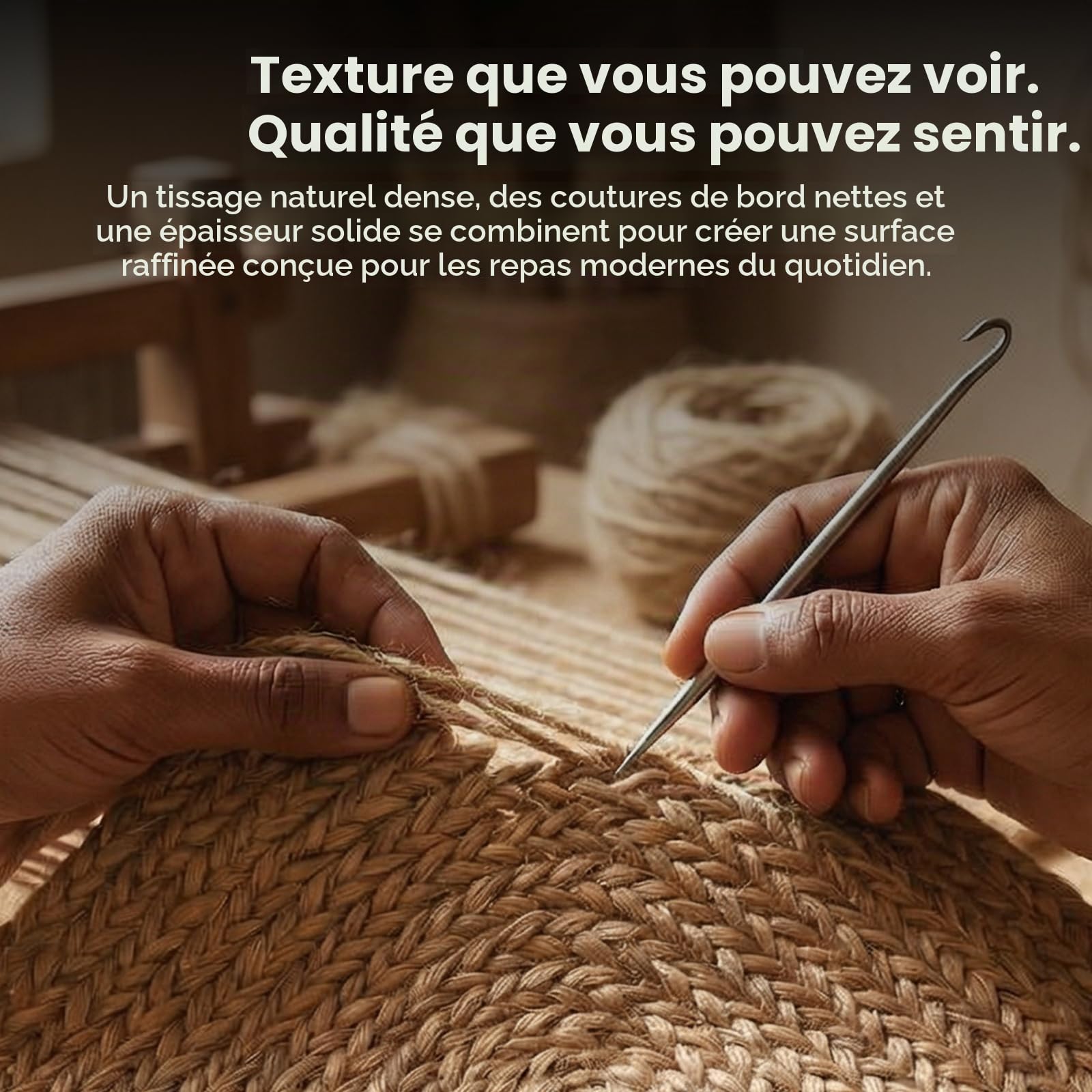 Craft Trade Chemin de table rectangulaire en jute tressée à la main rustique bohème vintage pour mariage, fête, dîner, cuisine, 33 x 91 cm