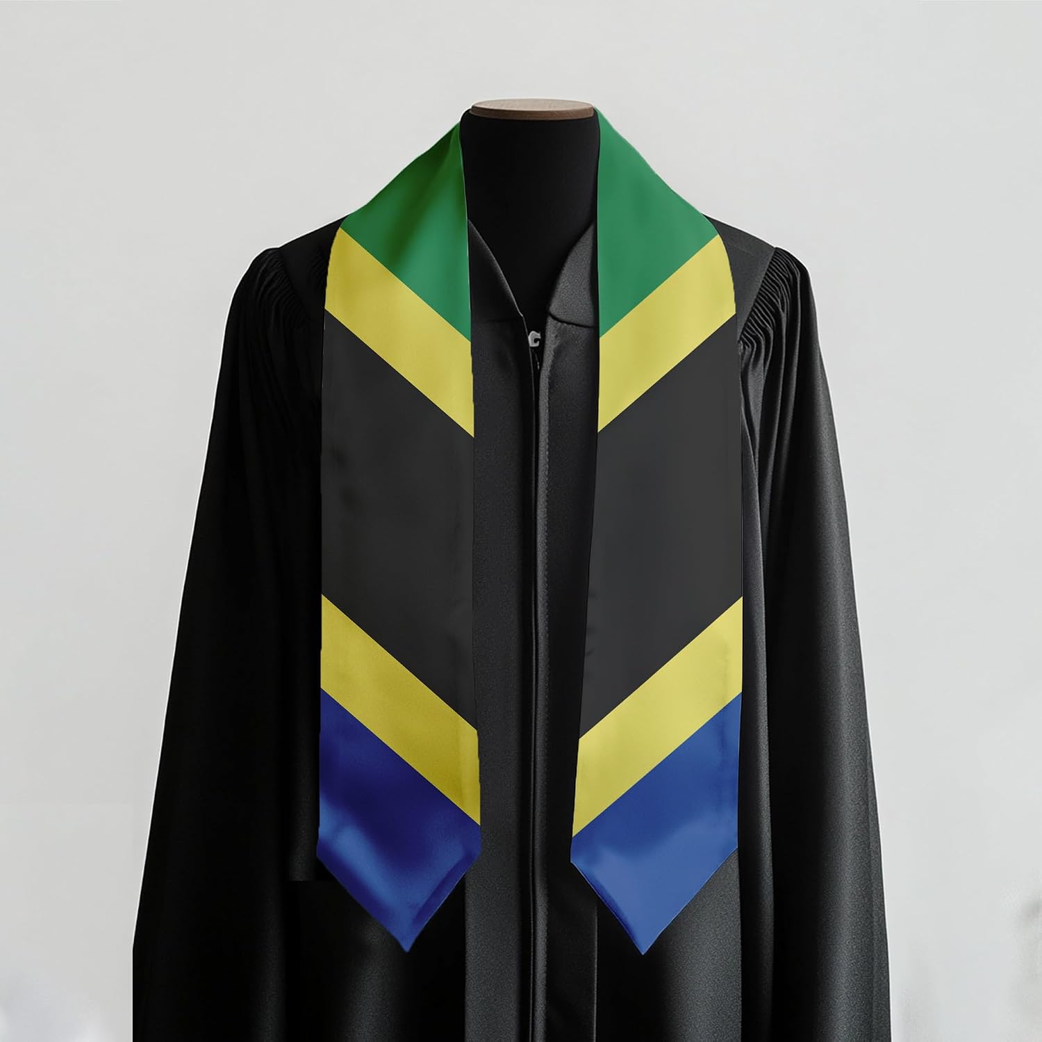 International Graduate Satin Sash Stole with National Flag Design, 72" Graduation Scarf