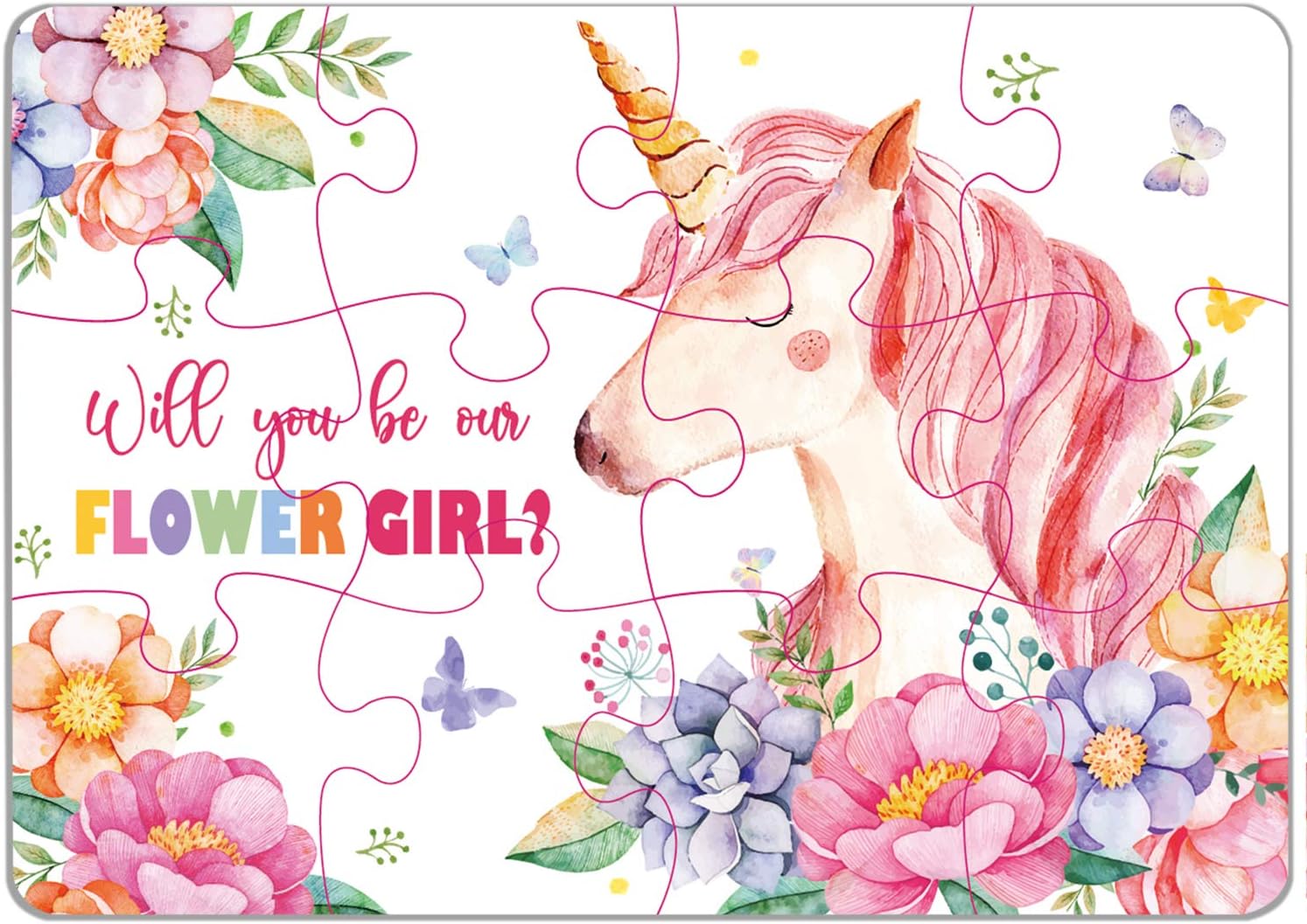 Flower Girl Puzzle Game, Flower Girl Gifts Will You Be Our Flower Girl Unicorn Jigsaw Puzzles for Adults, Bridesmaids, Weddings, Families Parties