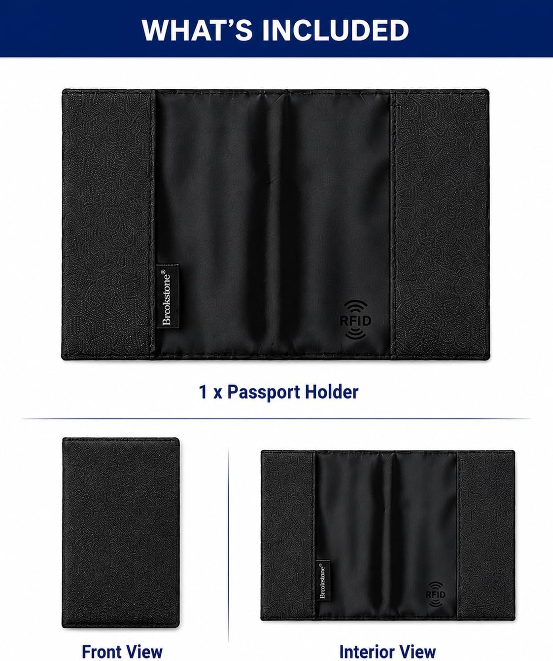 Brookstone Travel Passport Cover - RFID Anti-Theft Passport Holder for Travel, Slim Lightweight Passport Wallet and Travel Document Holder, Black