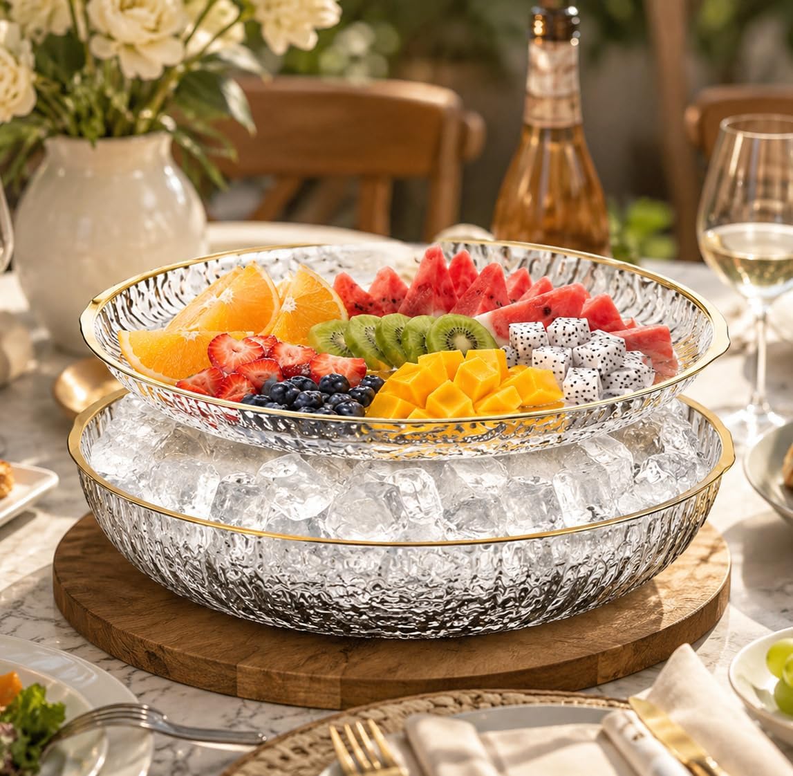2Set New Chilled Serving Trays For Party, Keep Food Cool | More Refined And Attractive, Keep Cold Serving Tray for Fruit Seafood Vegetable Shrimp Cocktail