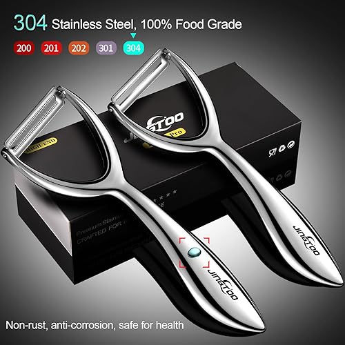 Miniatura 2 de Pelador de verduras de acero inoxidable, peladores de patatas prémium para cocina, pelador de frutas vegetales ultra afilado, pelador de zanahorias,
