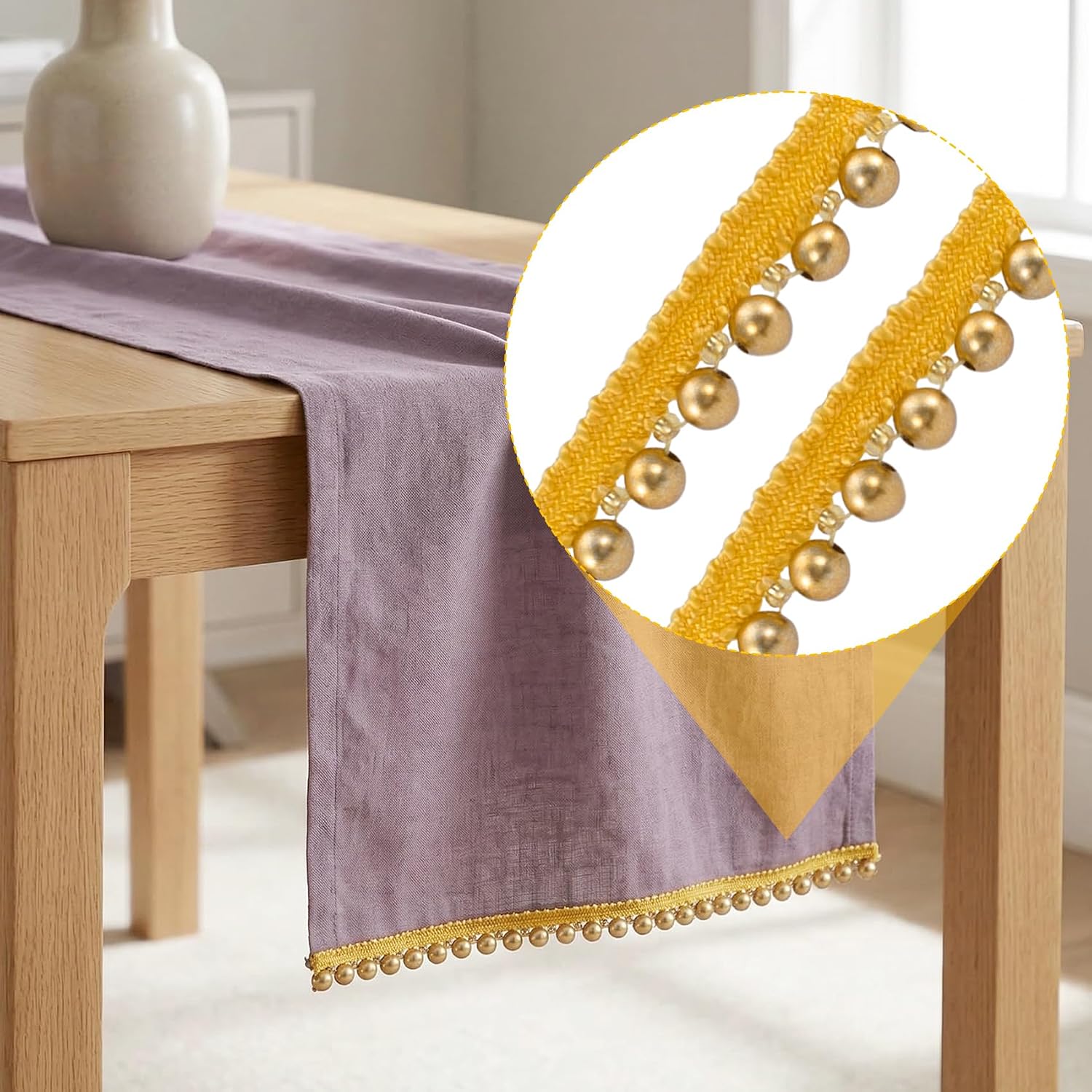 HINZIC 2.3 Yards Gold Pearl Beaded Fringe Trim, 0.5 Inch Wide Gold Lace Trim for Sewing with Faux Pearls, Beaded Trims Wedding Pearl Ribbons Laces Embellishments for Party DIY Crafts Decorations