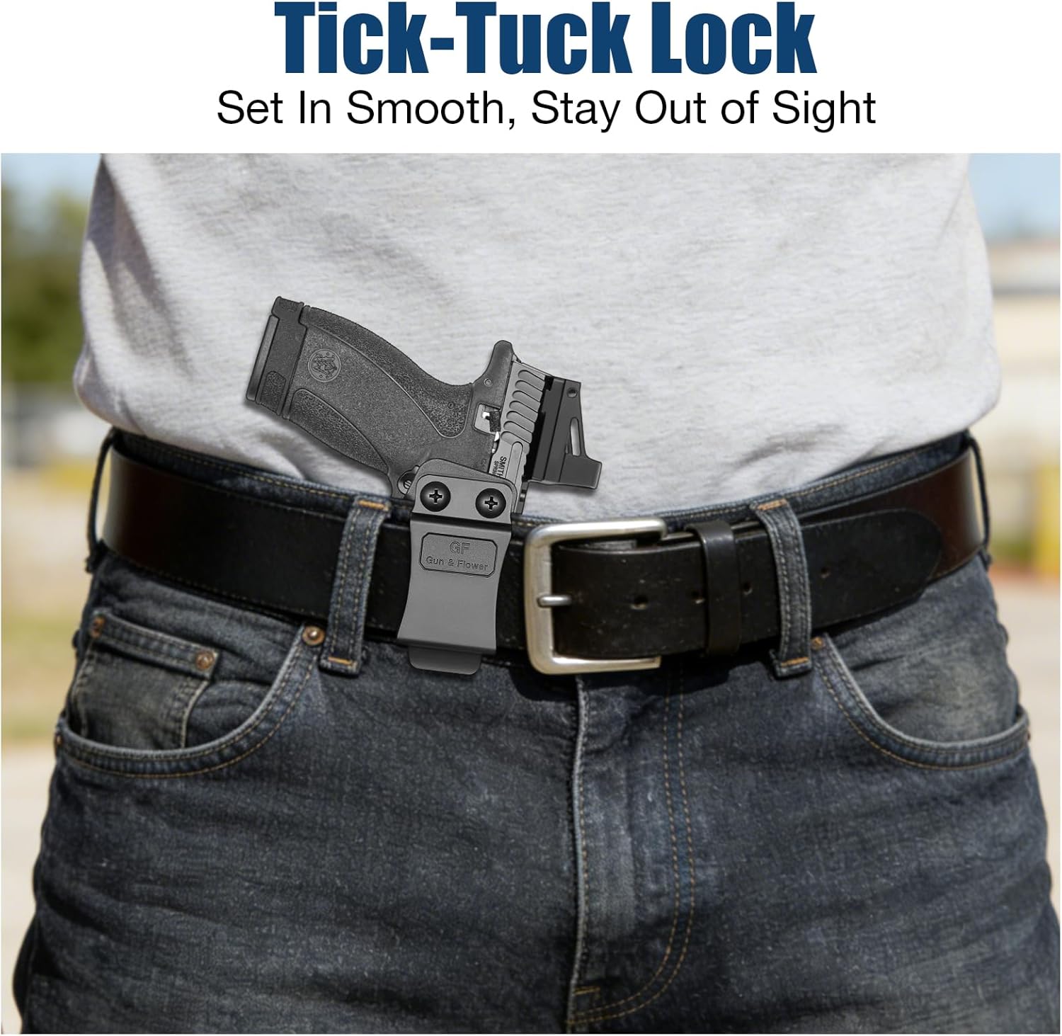 GUN & FLOWER IWB Holster for Smith & Wesson Bodyguard 2.0, Inside Waistband Holster with Level I Retention, Fixed 1.5” Belt Clip, Injection Molded Polymer