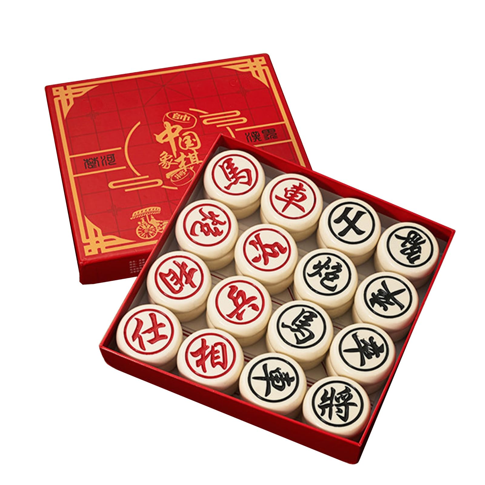 Chinese Chess Xiangqi Board Game Set with Melamine Chess Pieces Portable Travel Chess Set Including Chessboard(4.8cm/1.9in)