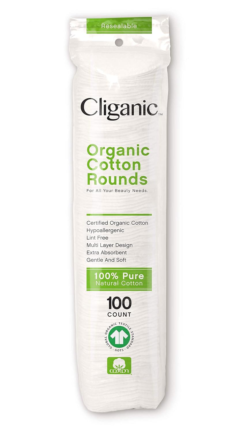 Cliganic Organic Cotton Rounds (300 Count) Makeup Remover Pads, Hypoallergenic, Lint-Free | 100% Pure Cotton : Beauty & Personal Care
